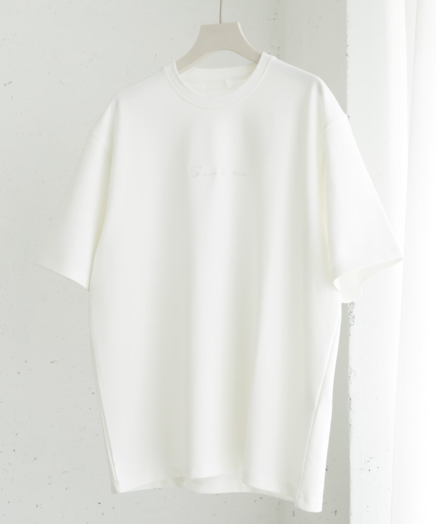 『ユニセックス』シシュウポンチショートスリーブTシャツ WHT×WHT L