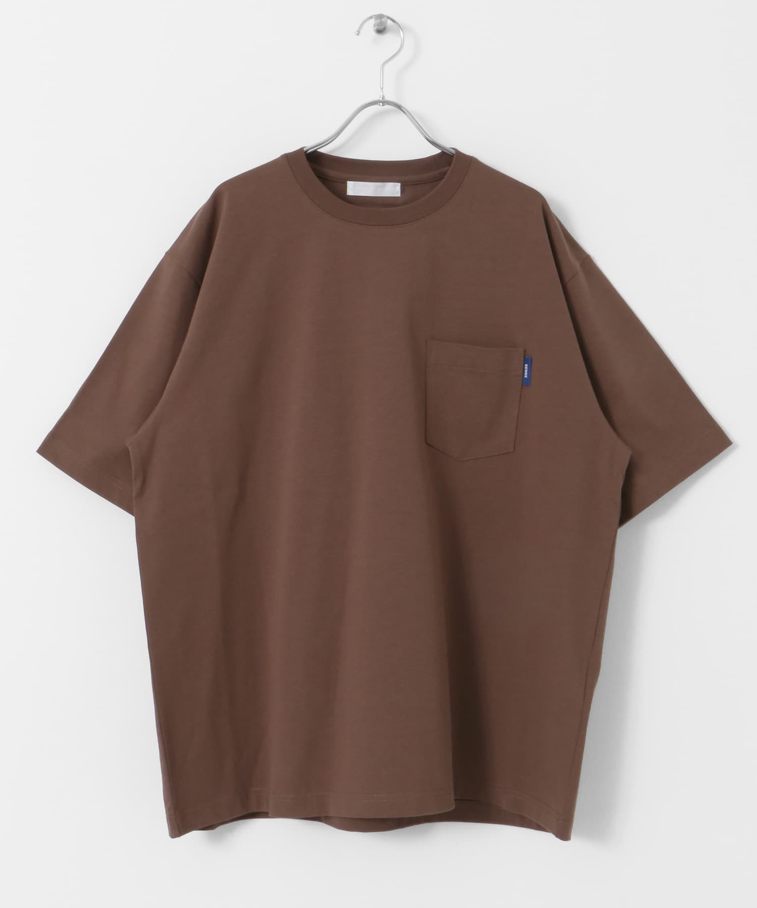 『WEB限定』『ユニセックス』ピスネーム付きポケットショートスリーブTシャツ BROWN M