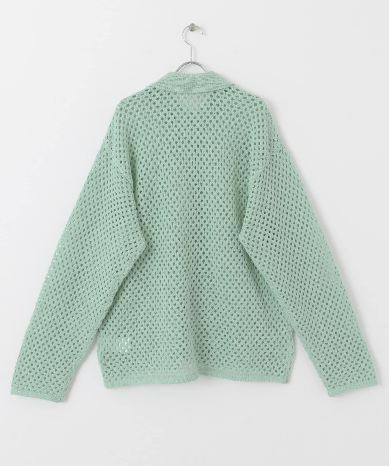 『ユニセックス』メッシュ衿付きカーディガン MINT M