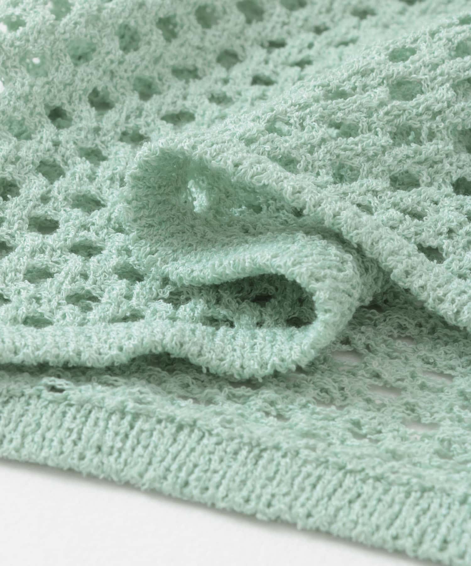『ユニセックス』メッシュ衿付きカーディガン MINT M