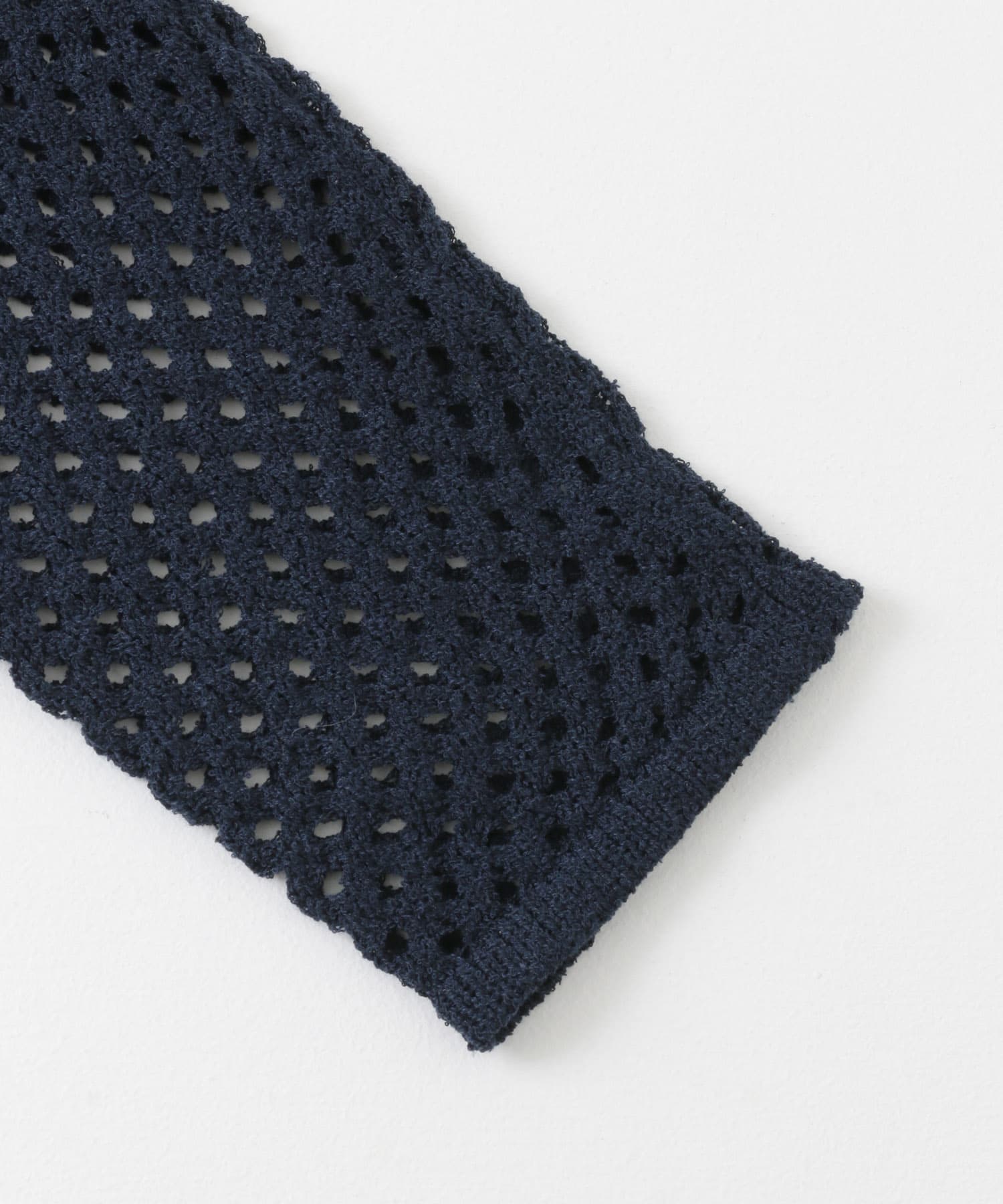 『ユニセックス』メッシュ衿付きカーディガン NAVY M