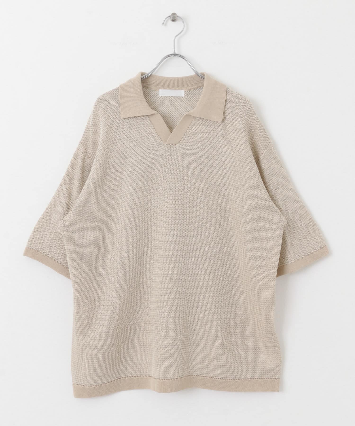 『ユニセックス』『洗濯可』ミックススキッパーニット L.BEIGE M