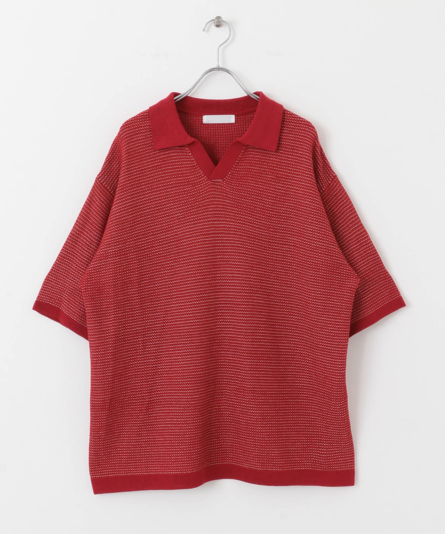 『ユニセックス』『洗濯可』ミックススキッパーニット RED M