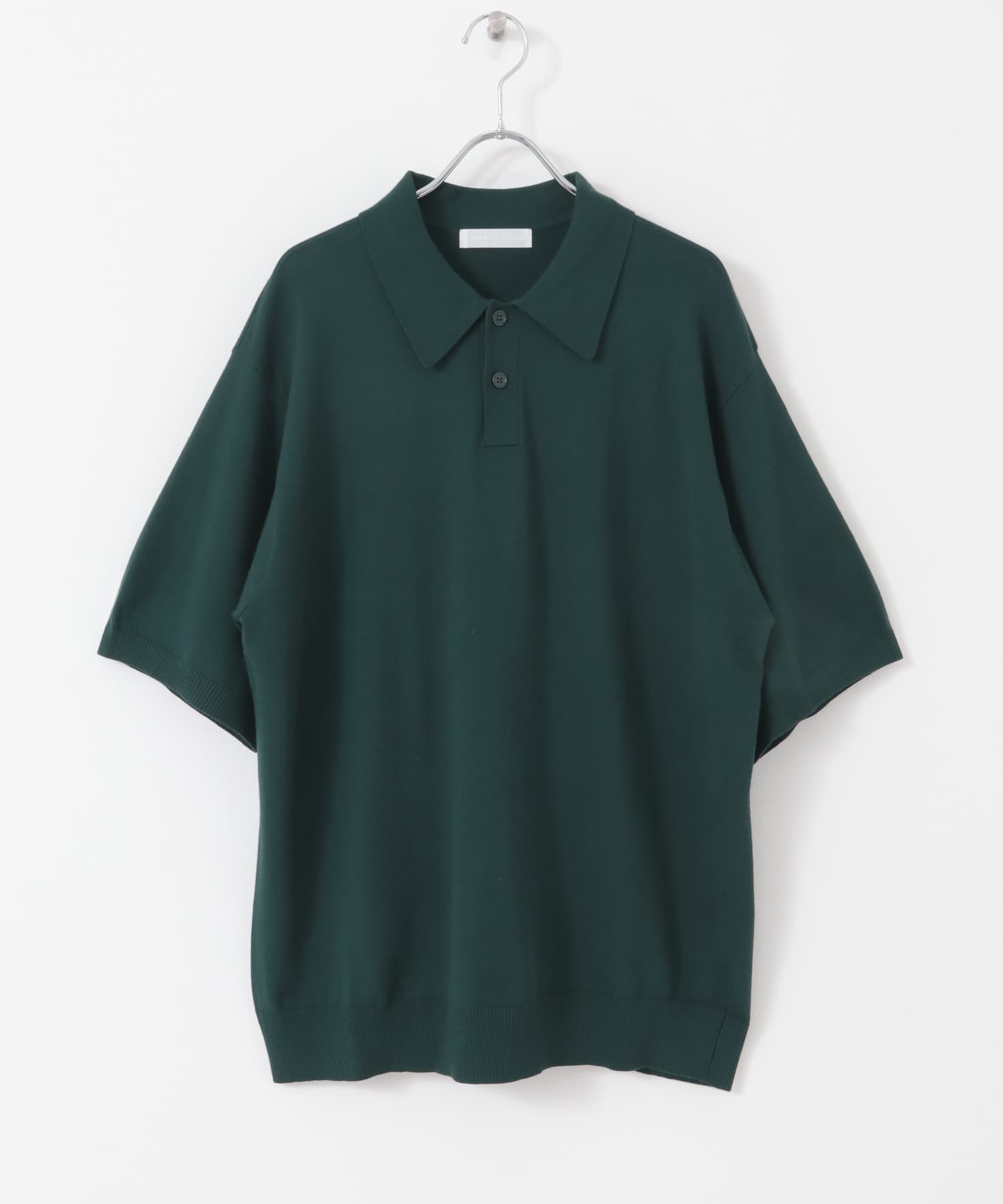 『洗濯可』ストレッチニットポロショートスリーブTシャツ GREEN M