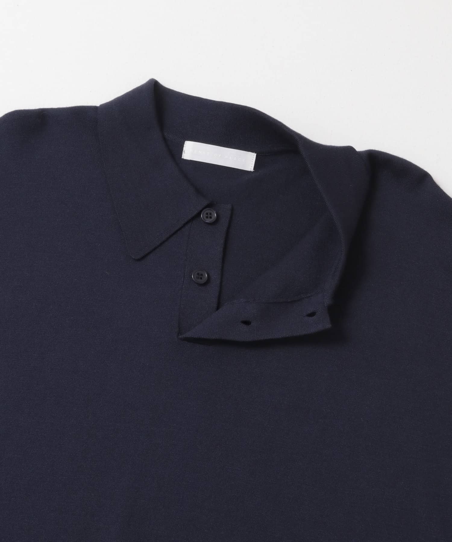 『洗濯可』ストレッチニットポロショートスリーブTシャツ NAVY M