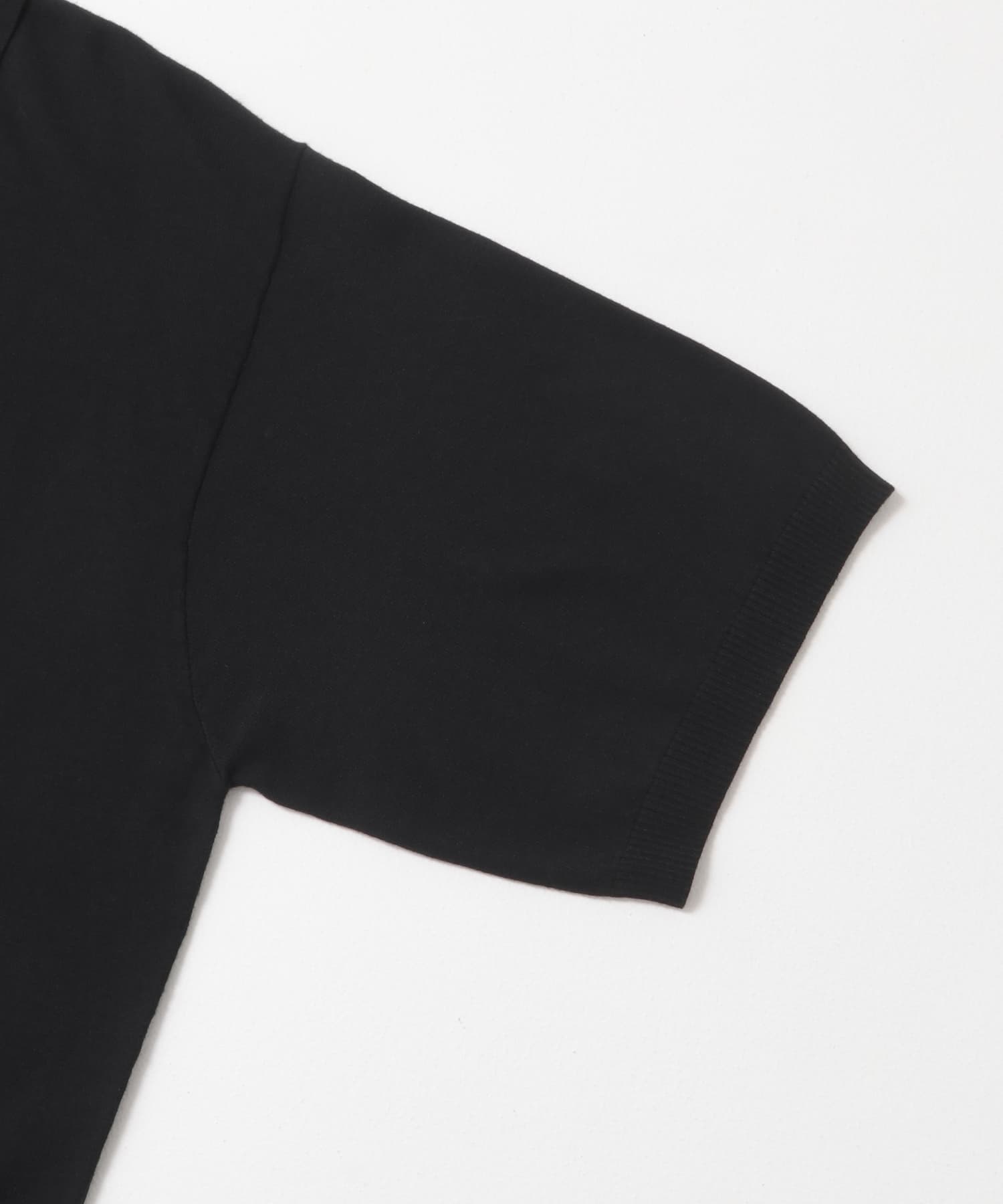『洗濯可』ストレッチニットポロショートスリーブTシャツ BLACK M
