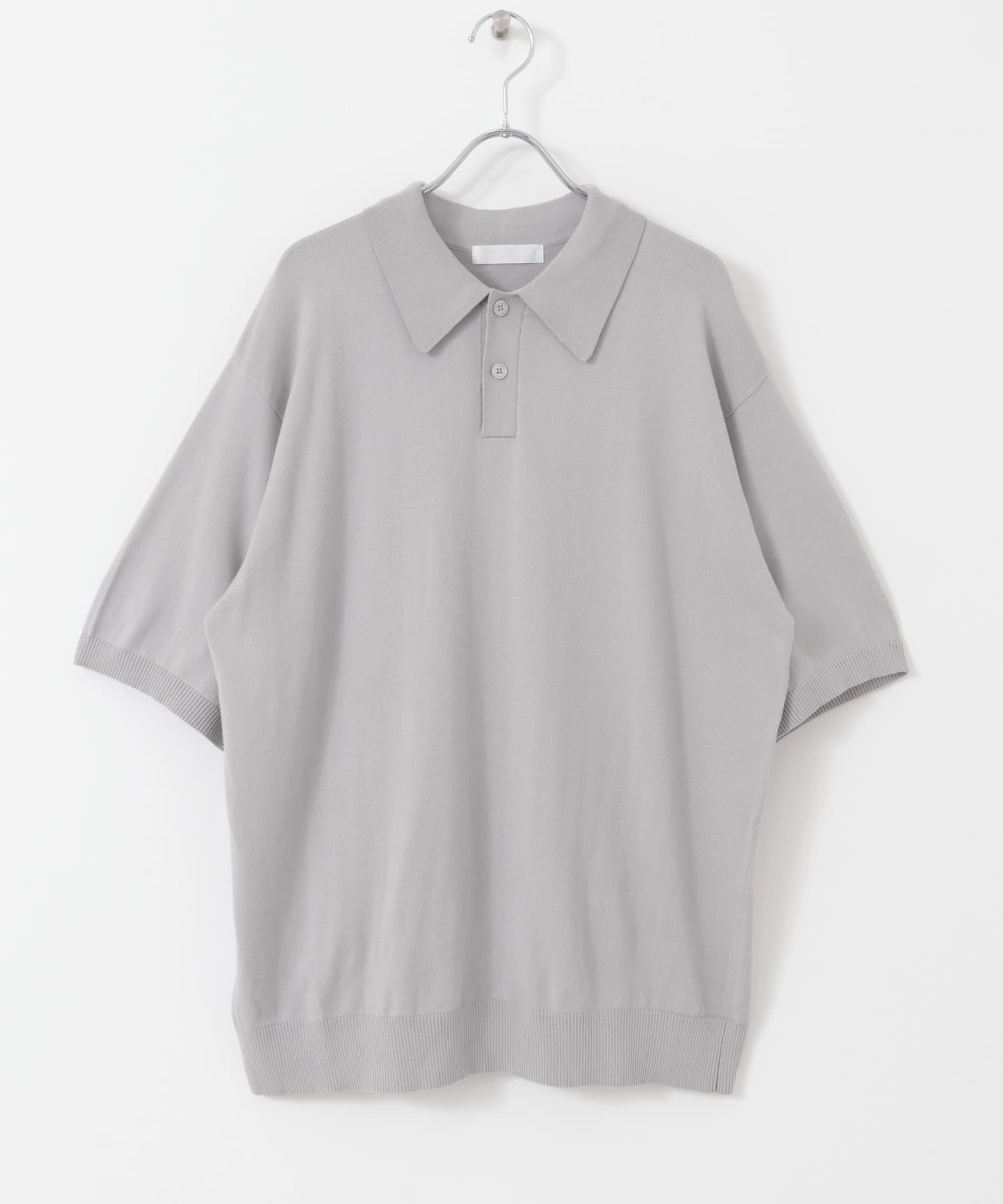 『洗濯可』ストレッチニットポロショートスリーブTシャツ L.GRAY M