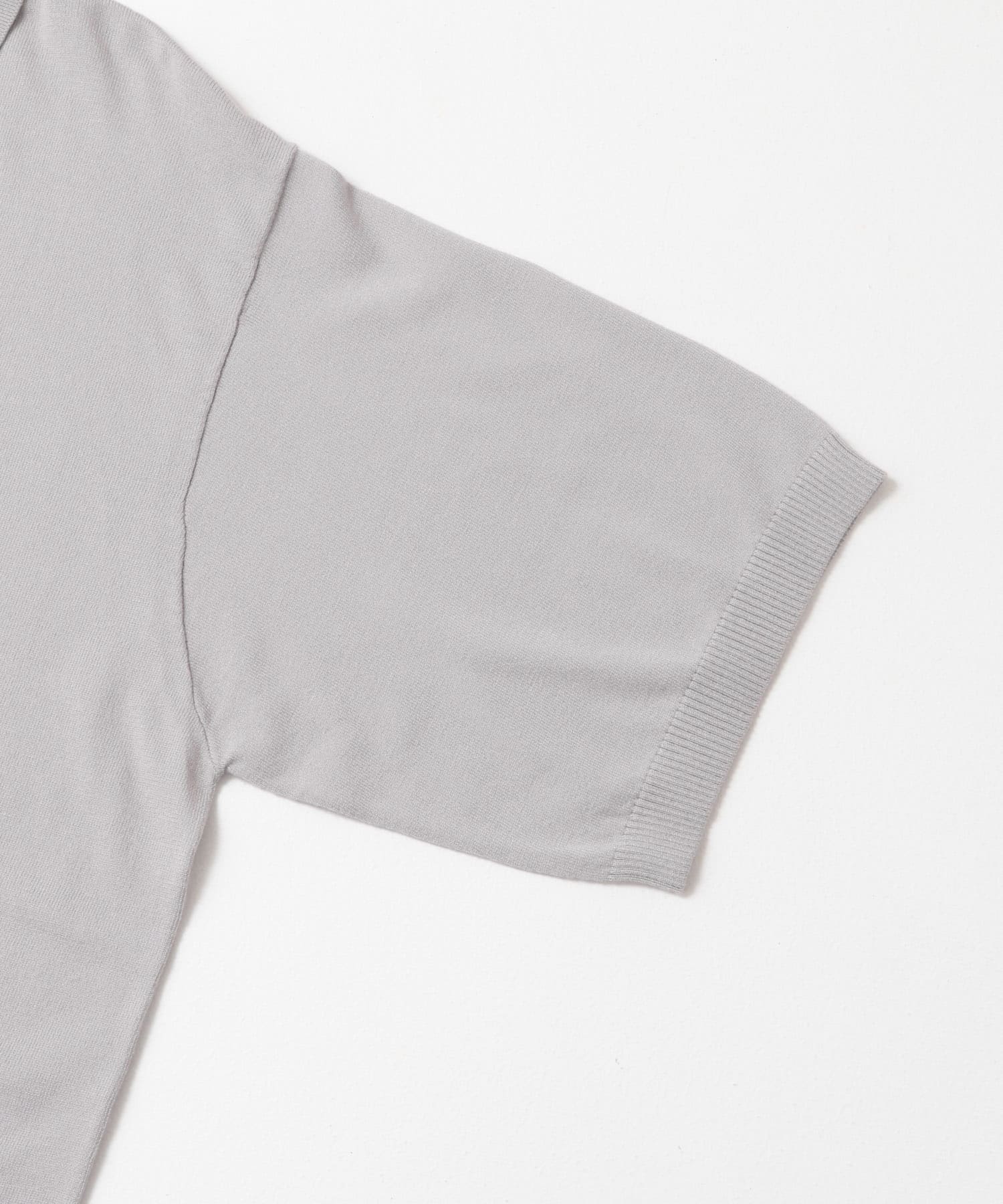 『洗濯可』ストレッチニットポロショートスリーブTシャツ L.GRAY M