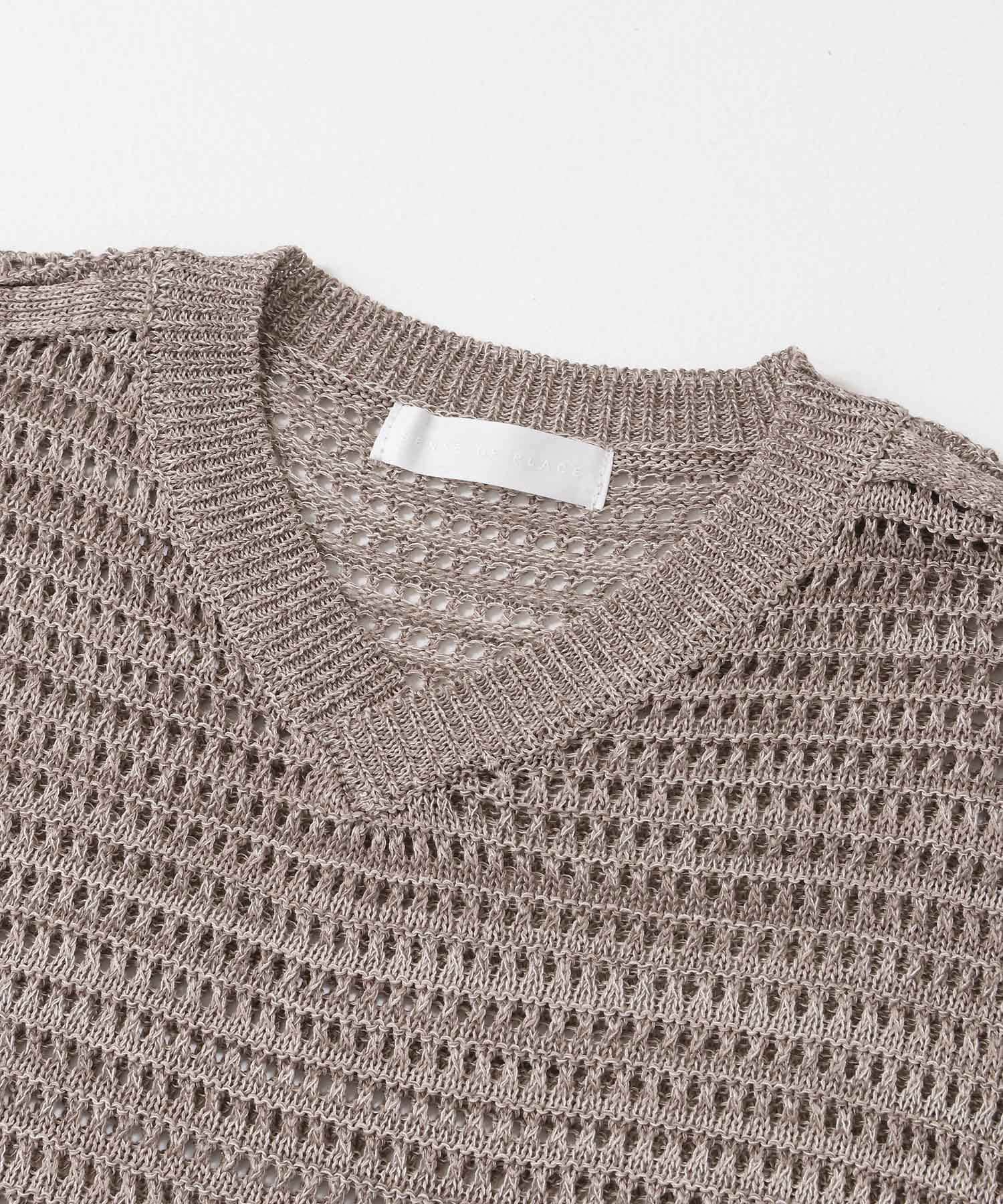 ミックスメランジVネックベスト BROWN M
