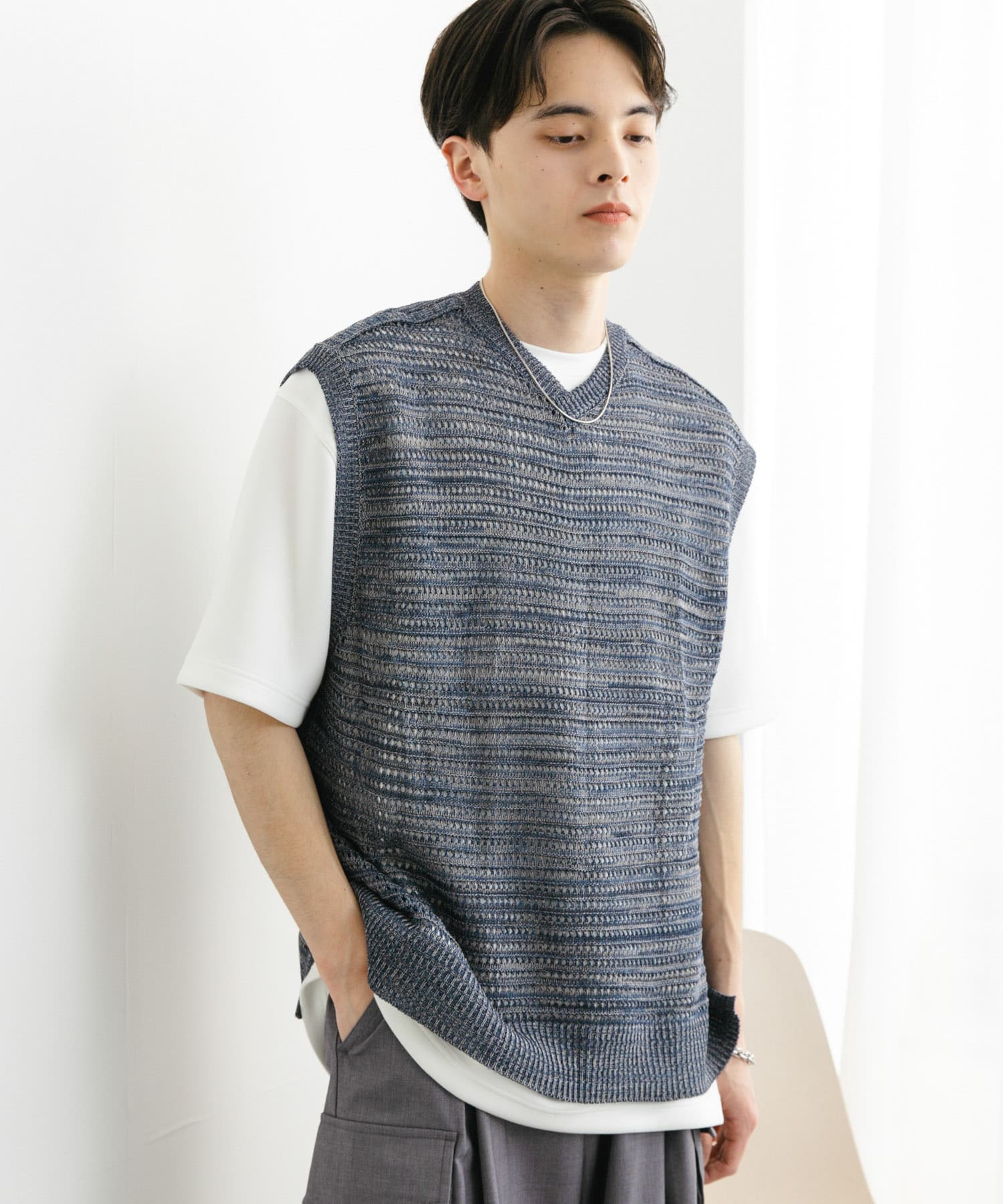 ミックスメランジVネックベスト