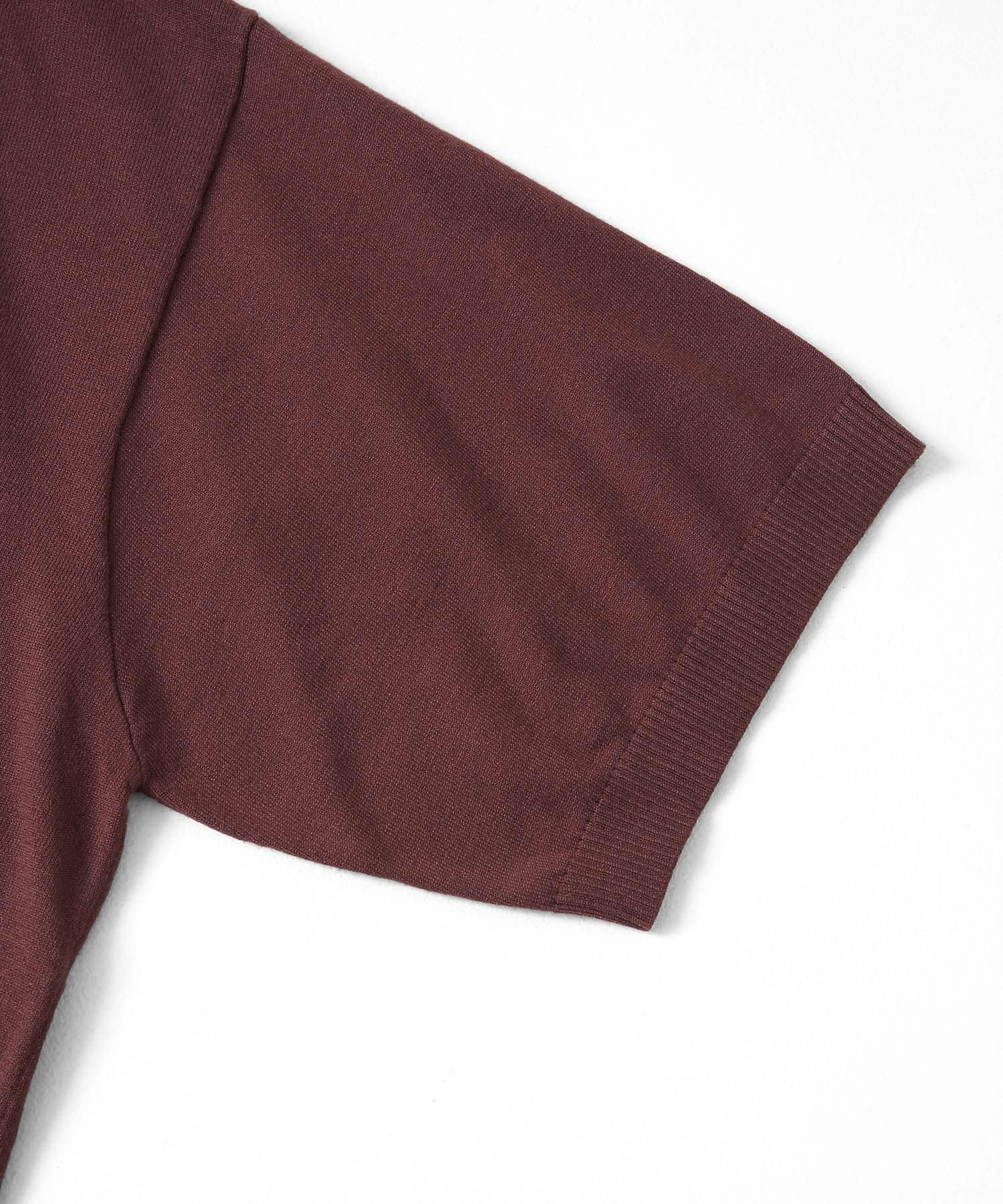 クルーネックニットショートスリーブTシャツ BROWN M