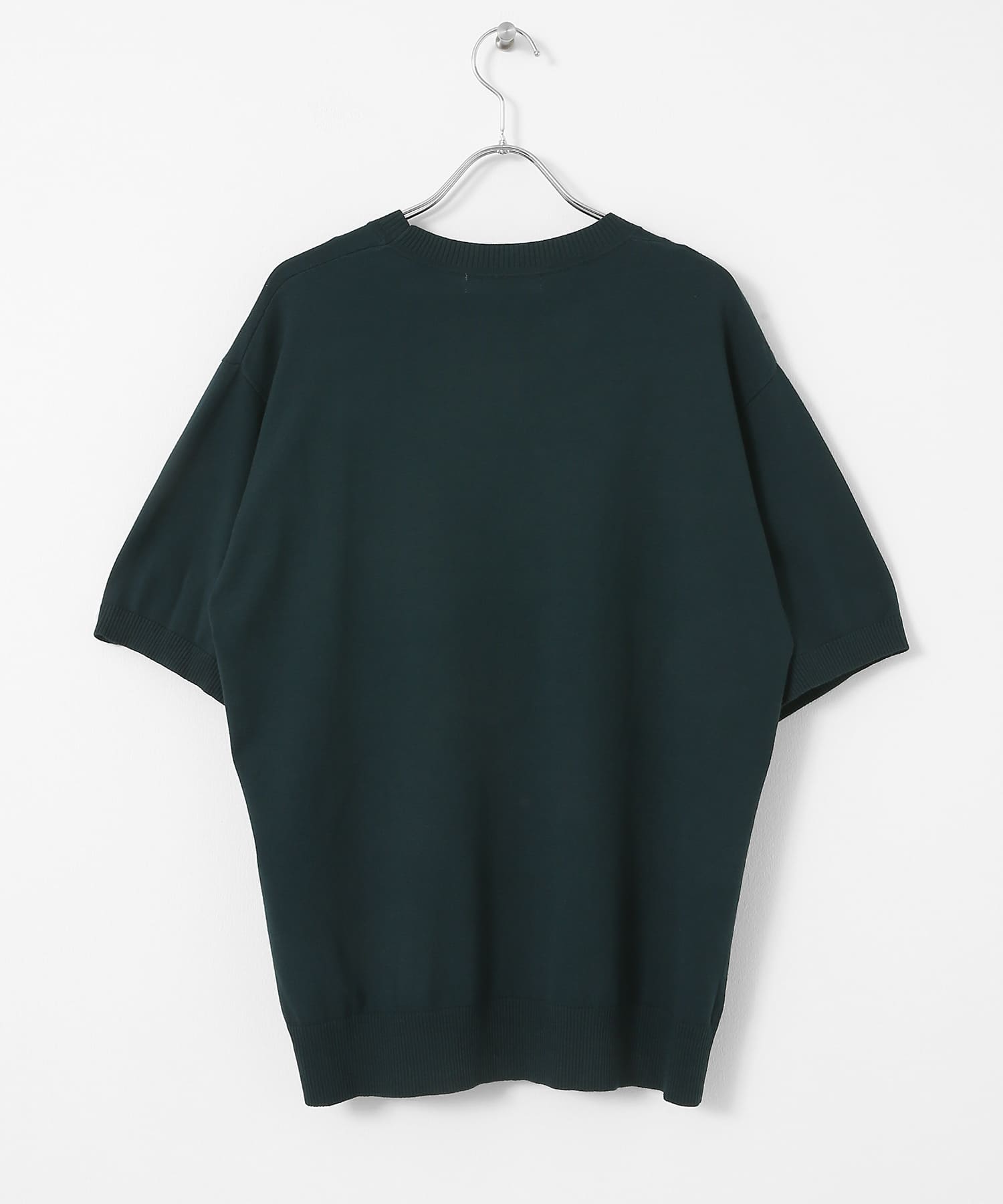 クルーネックニットショートスリーブTシャツ GREEN M