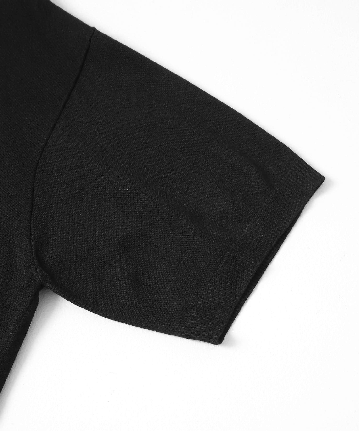 クルーネックニットショートスリーブTシャツ BLACK M