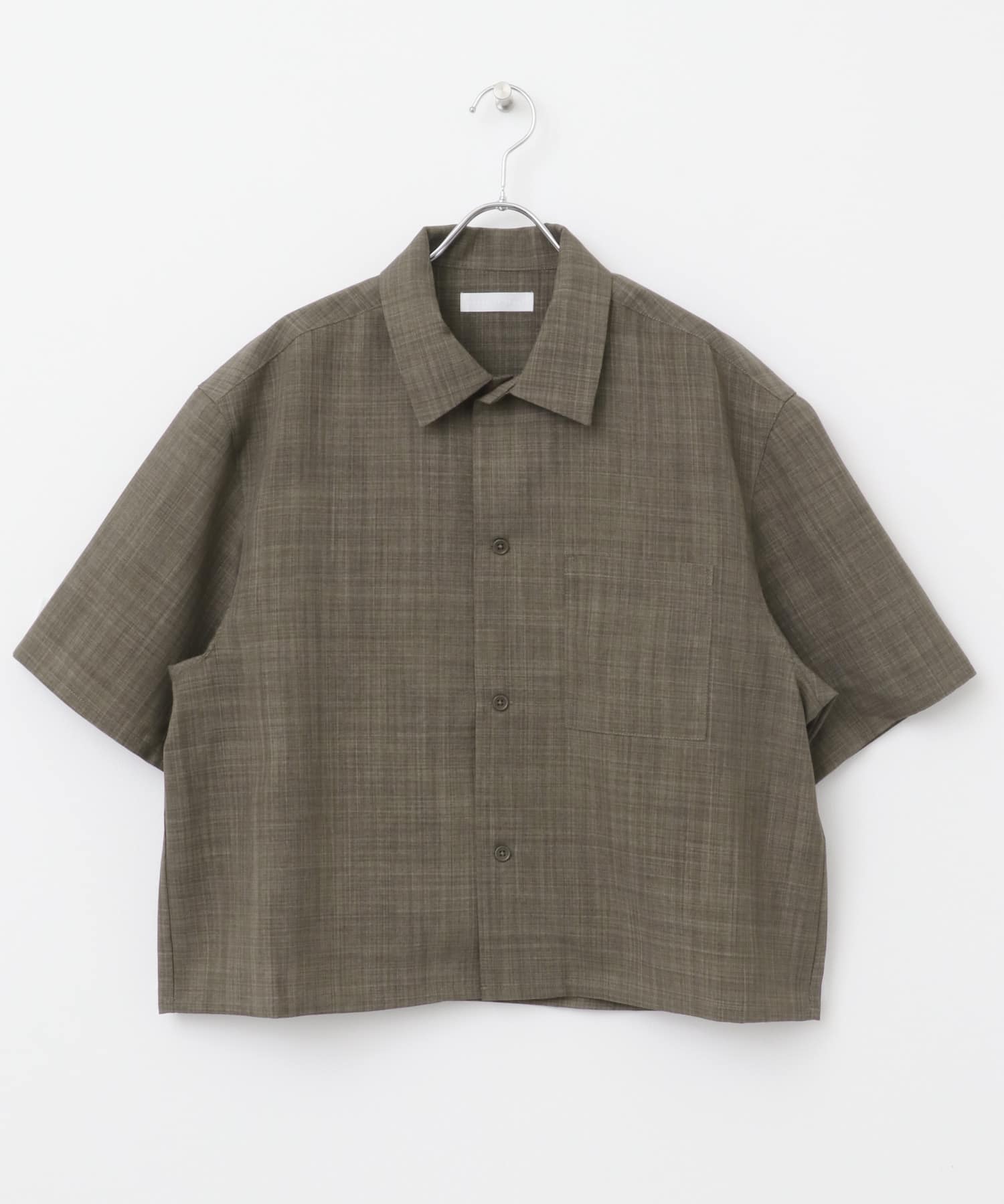 『ユニセックス』『接触冷感/吸水速乾/イージーケア』リネンライクボクシーショートスリーブシャツ BROWN M