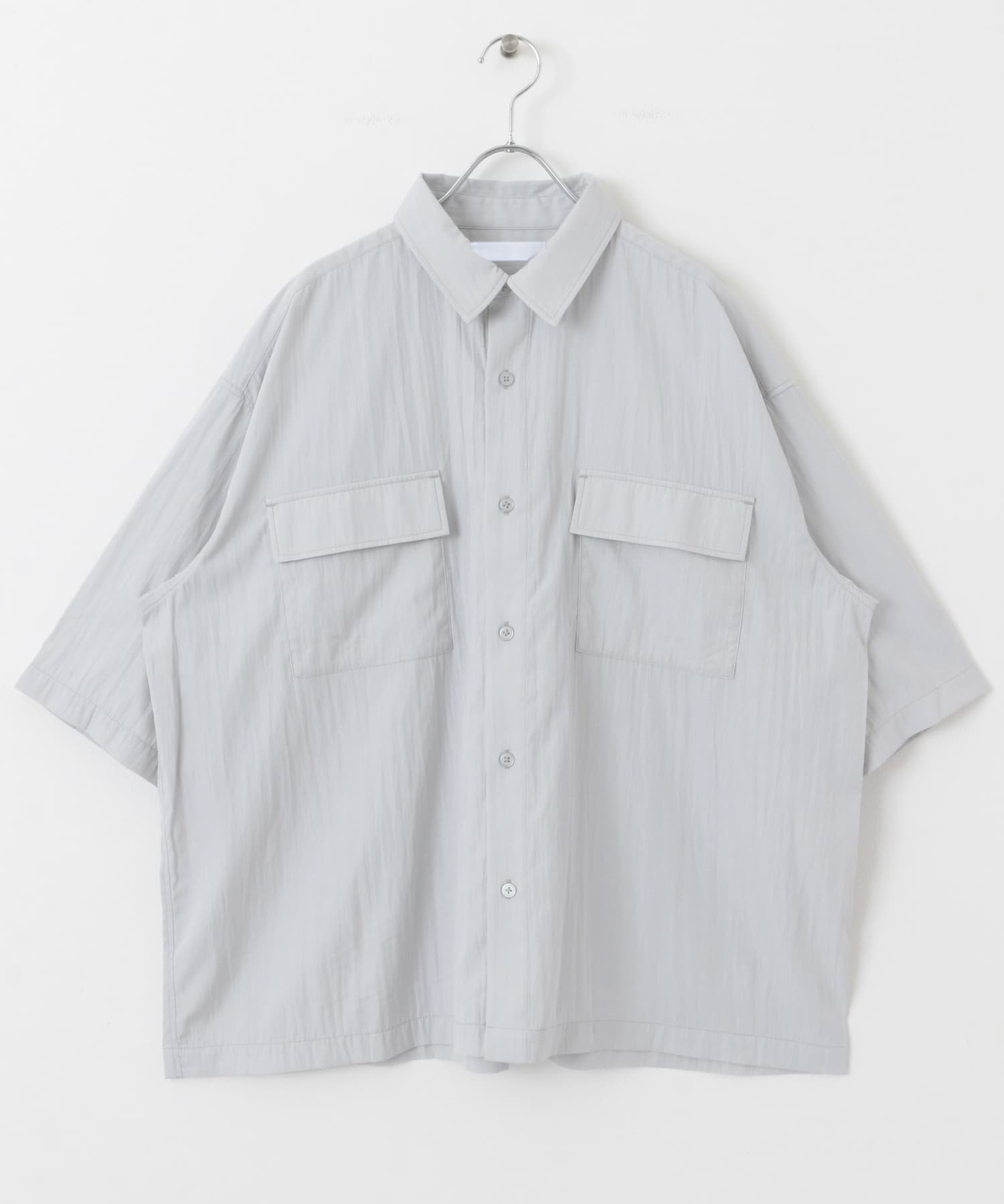 ワッシャーナイロンショートスリーブシャツ L.GRAY M
