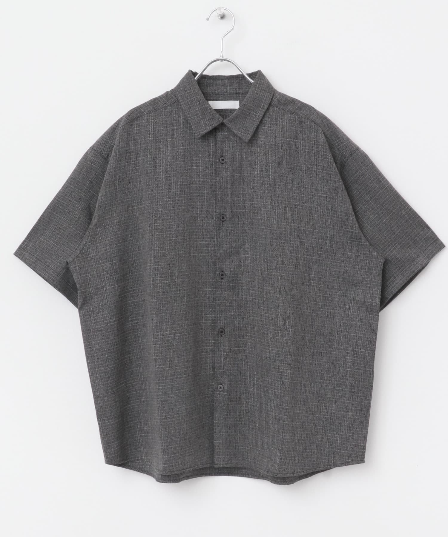 メランジレギュラーカラーショートスリーブシャツ CHARCOAL M