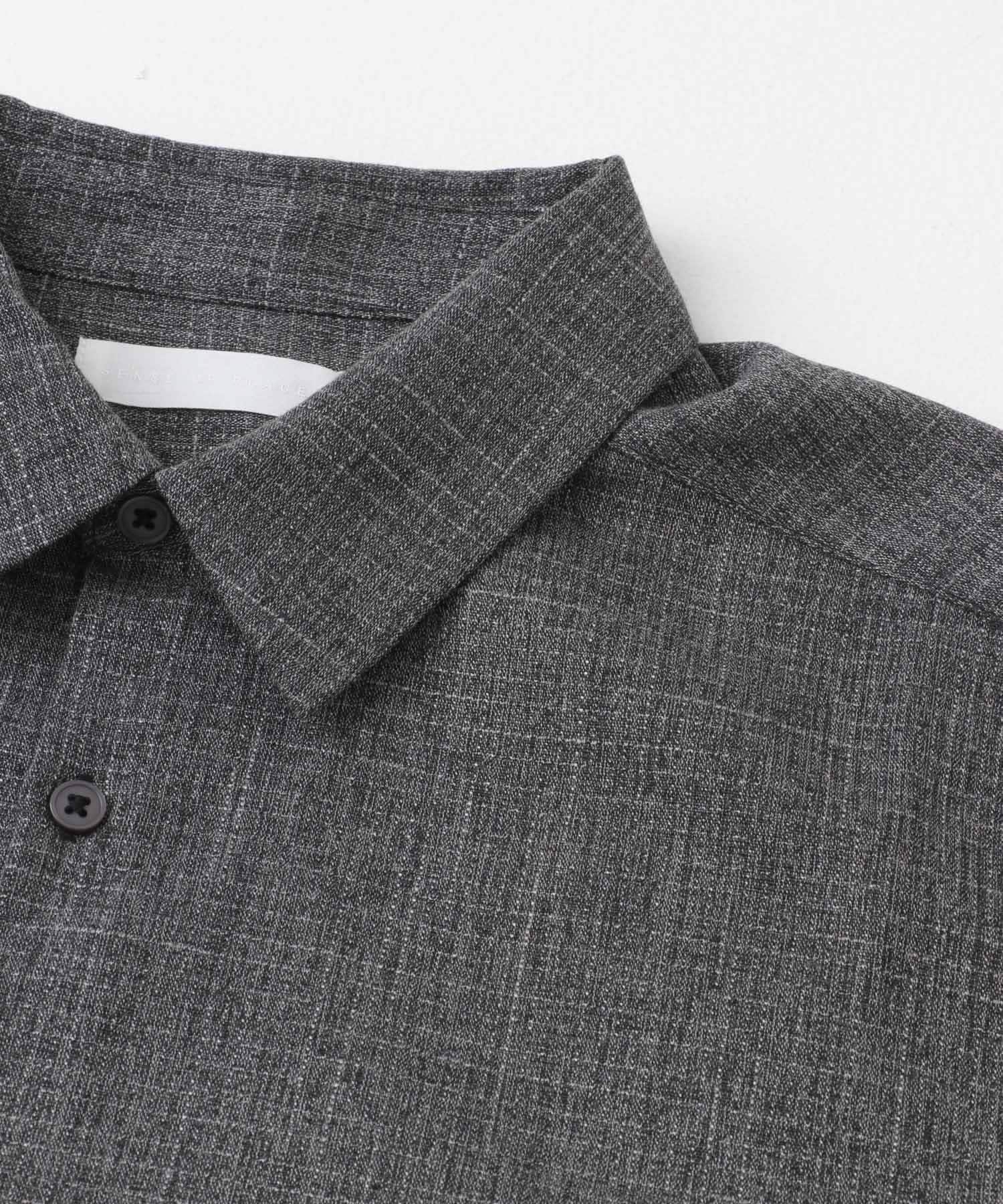 メランジレギュラーカラーショートスリーブシャツ CHARCOAL M
