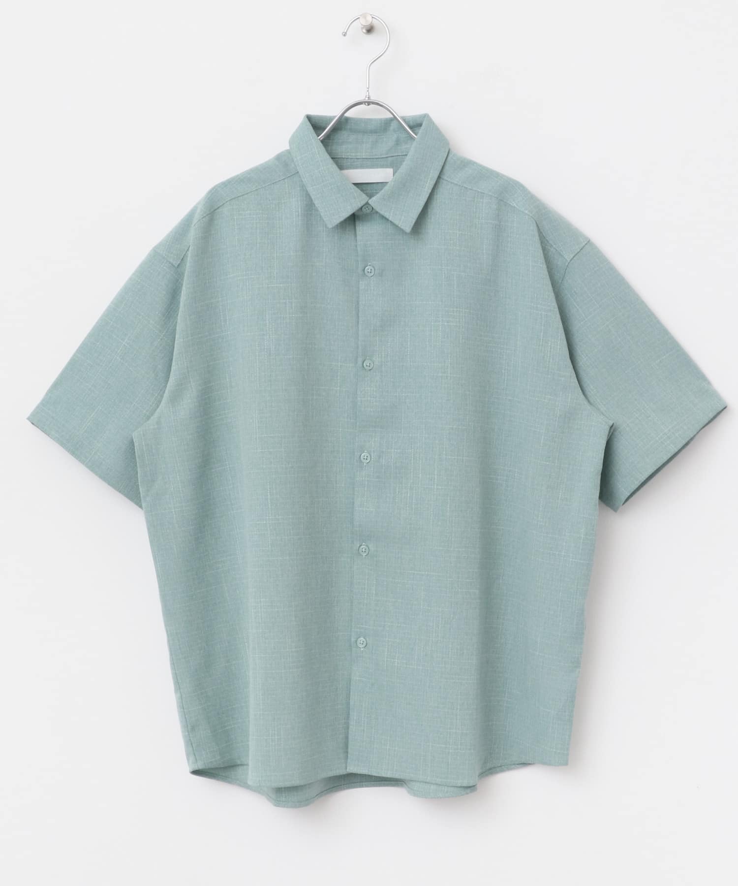 メランジレギュラーカラーショートスリーブシャツ MINT M
