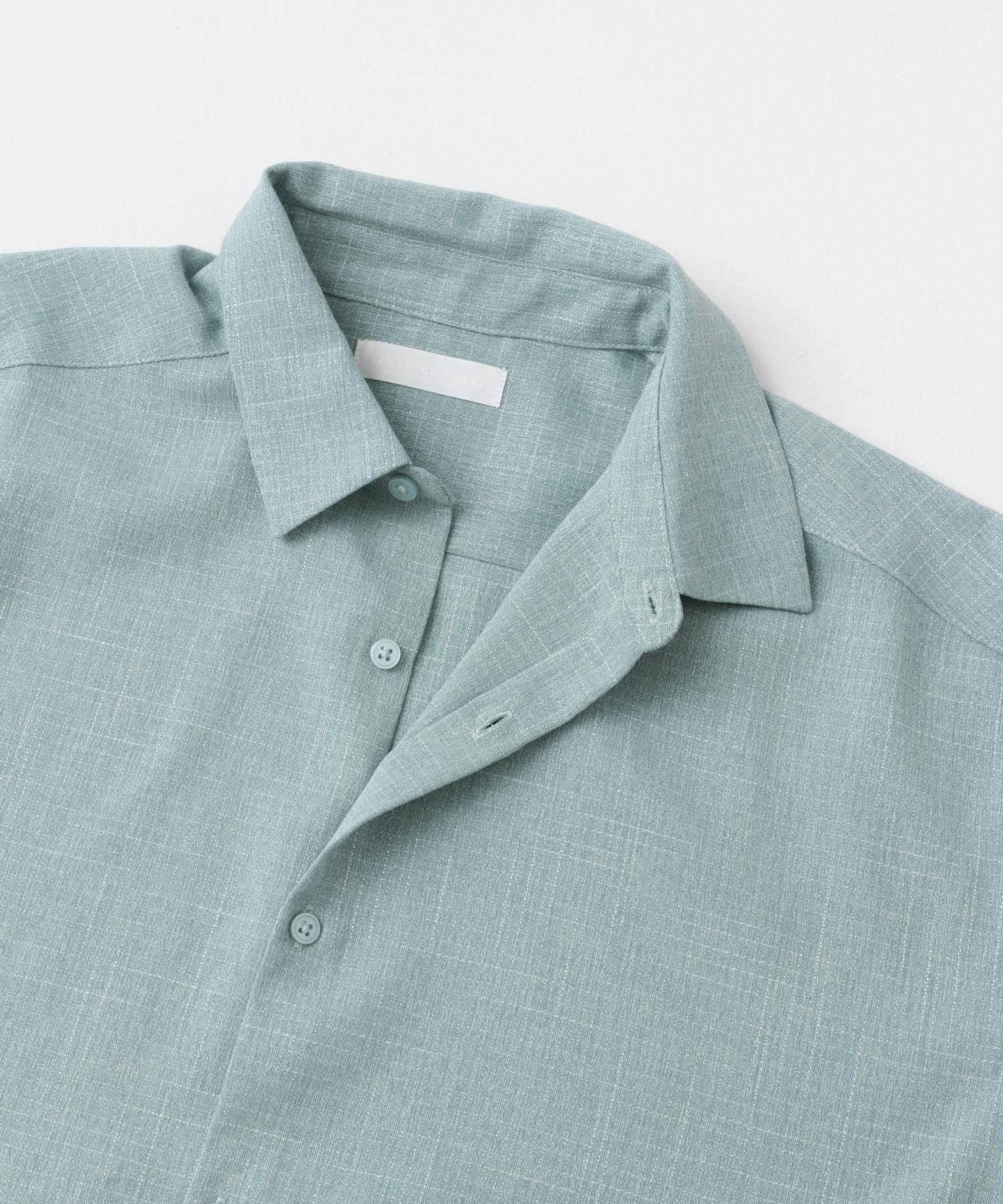 メランジレギュラーカラーショートスリーブシャツ MINT M