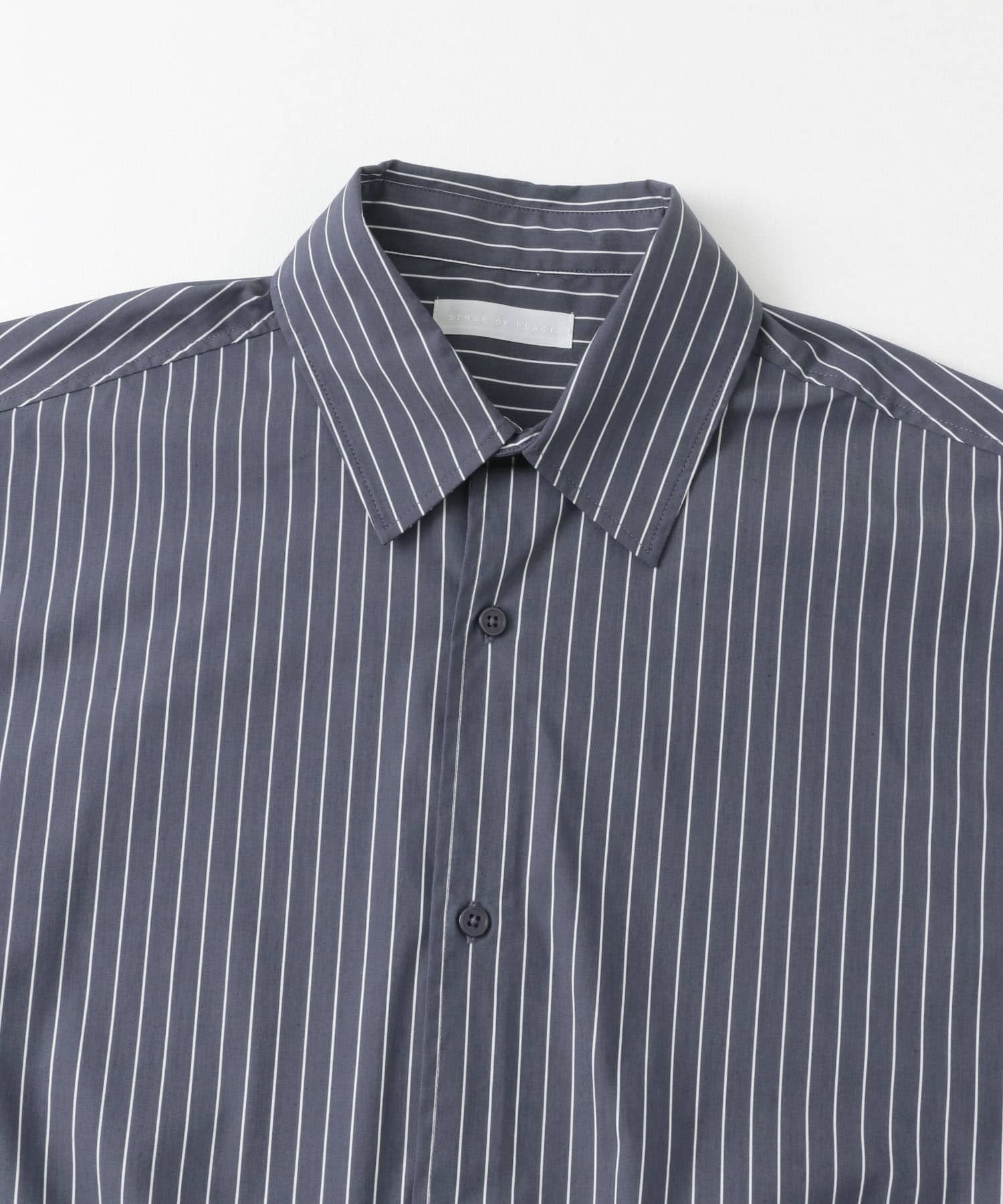 ユニセックス』ストライプレギュラーカラールーズショートスリーブ