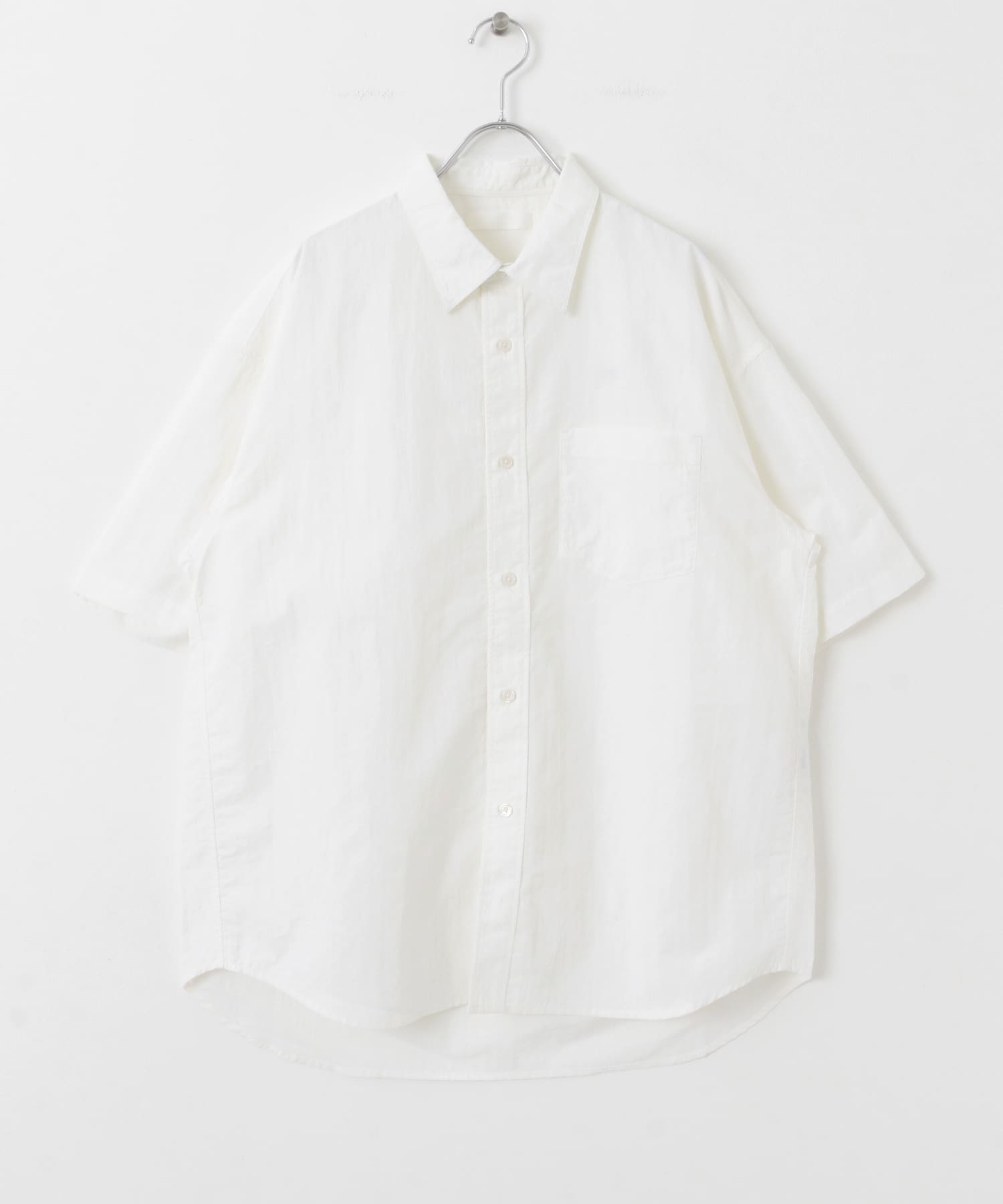 ナイロンレギュラーカラールーズショートスリーブシャツ WHITE M