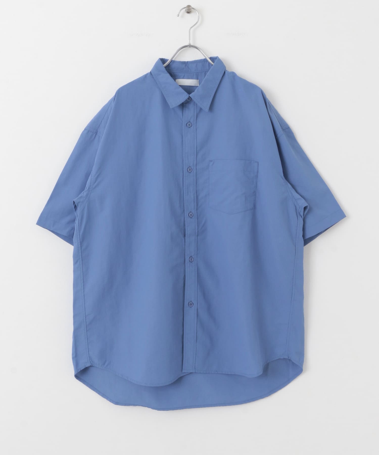 ナイロンレギュラーカラールーズショートスリーブシャツ BLUE M