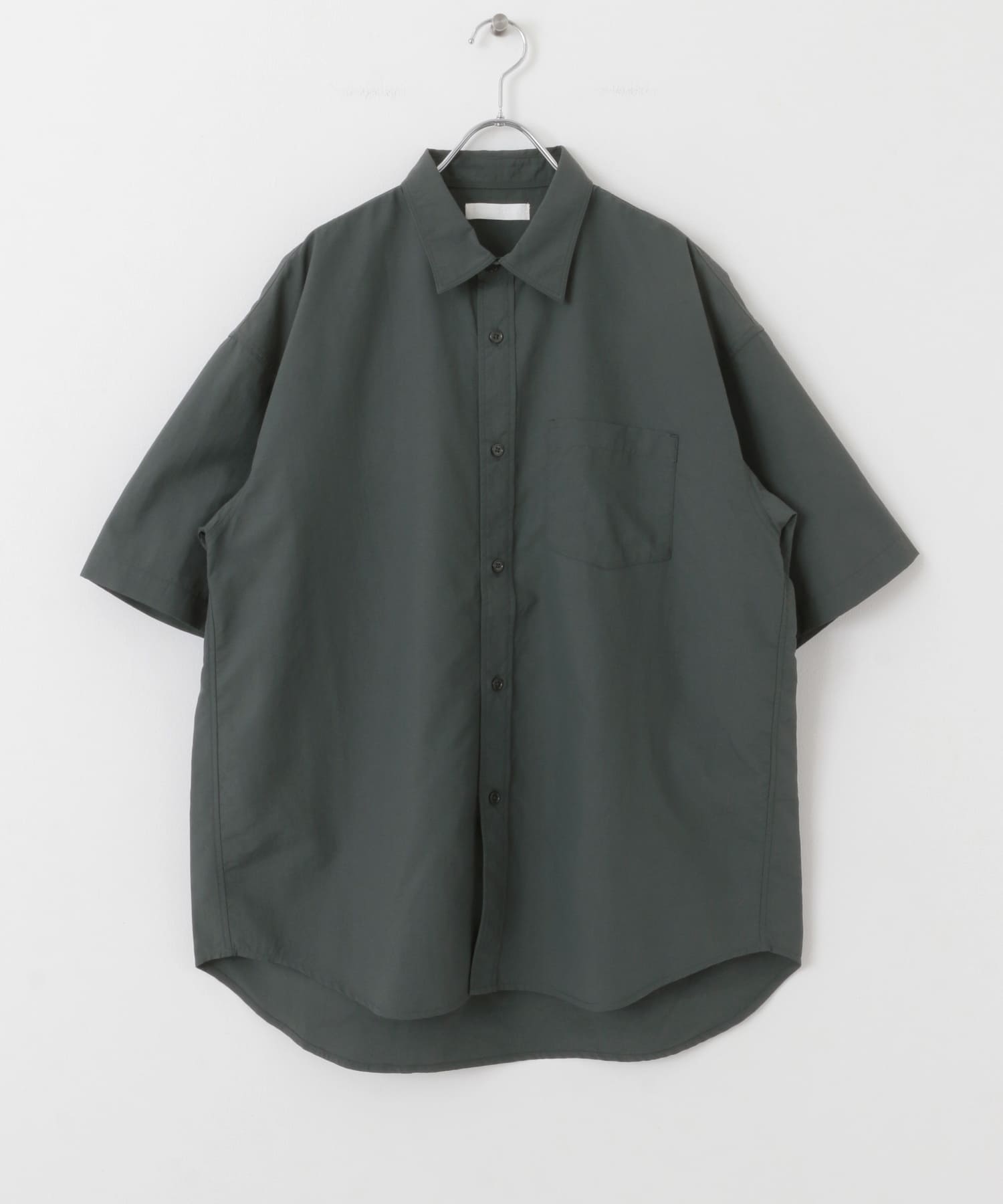 ナイロンレギュラーカラールーズショートスリーブシャツ GRAY M