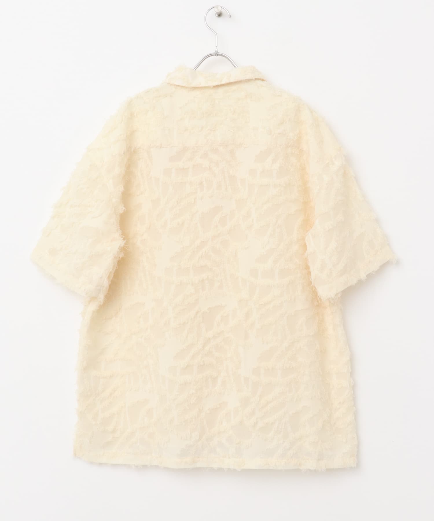 フリンジジャガードショートスリーブシャツ OFF WHITE M