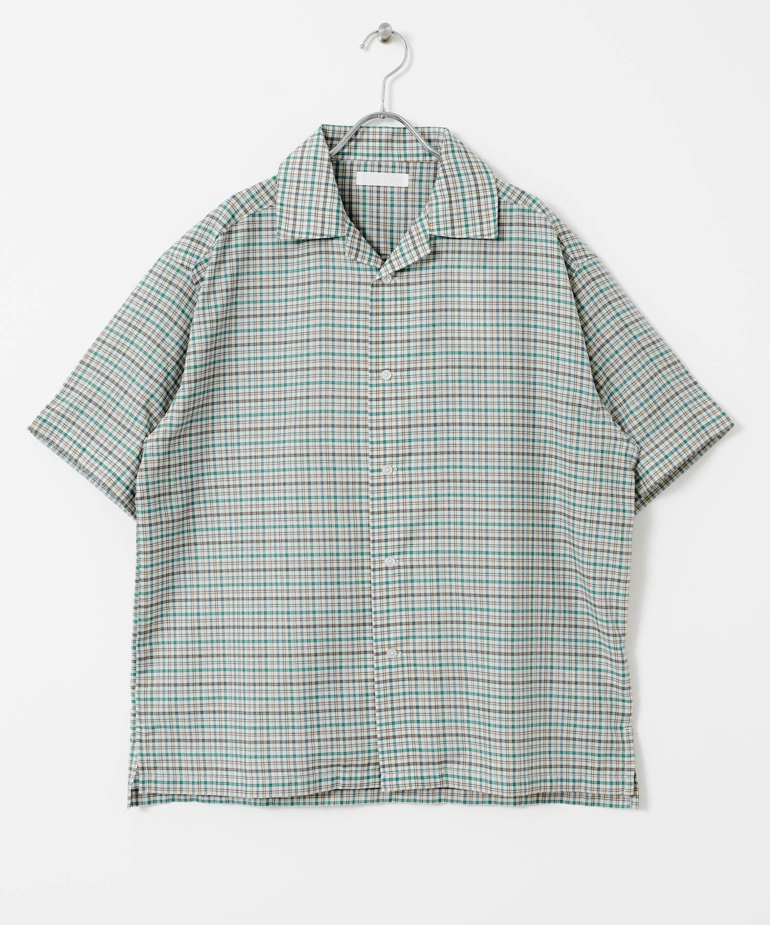 チェックオープンカラーショートスリーブシャツ L.GRAY M
