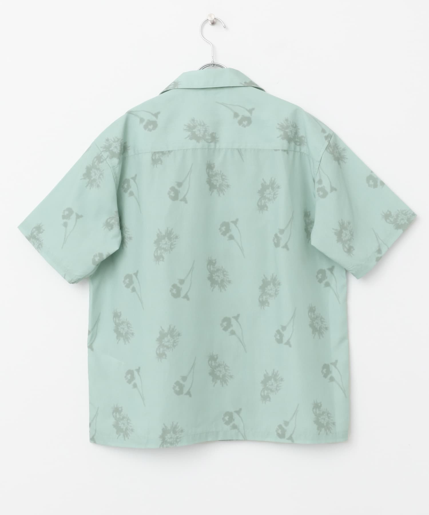 『ユニセックス』ボタニカルオープンカラーショートスリーブシャツ BLUE M