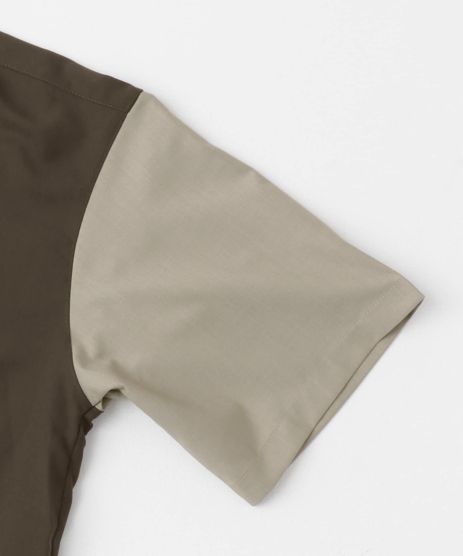 バイカラーオープンカラーショートスリーブシャツ BROWN M