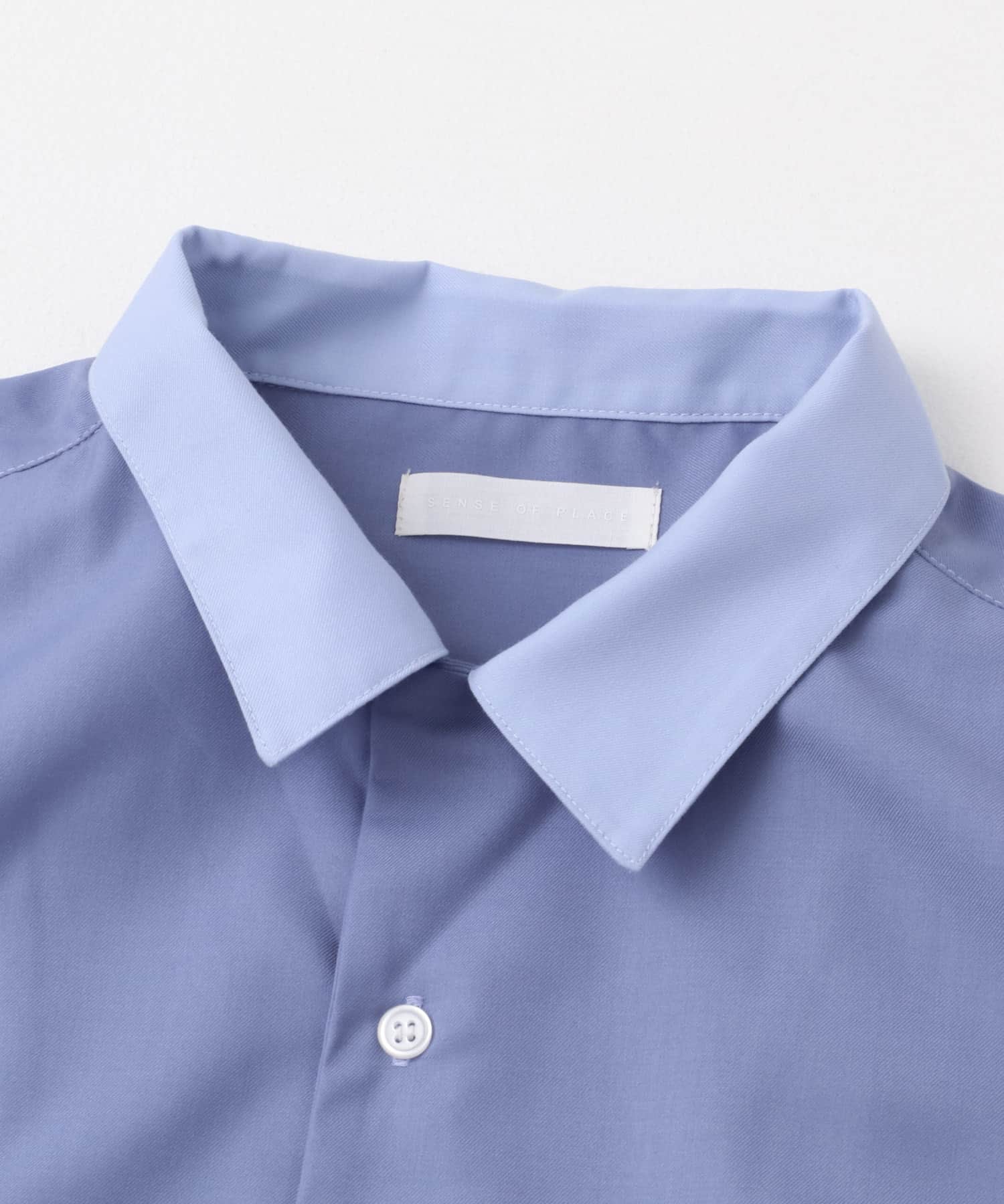 バイカラーオープンカラーショートスリーブシャツ L.BLUE M