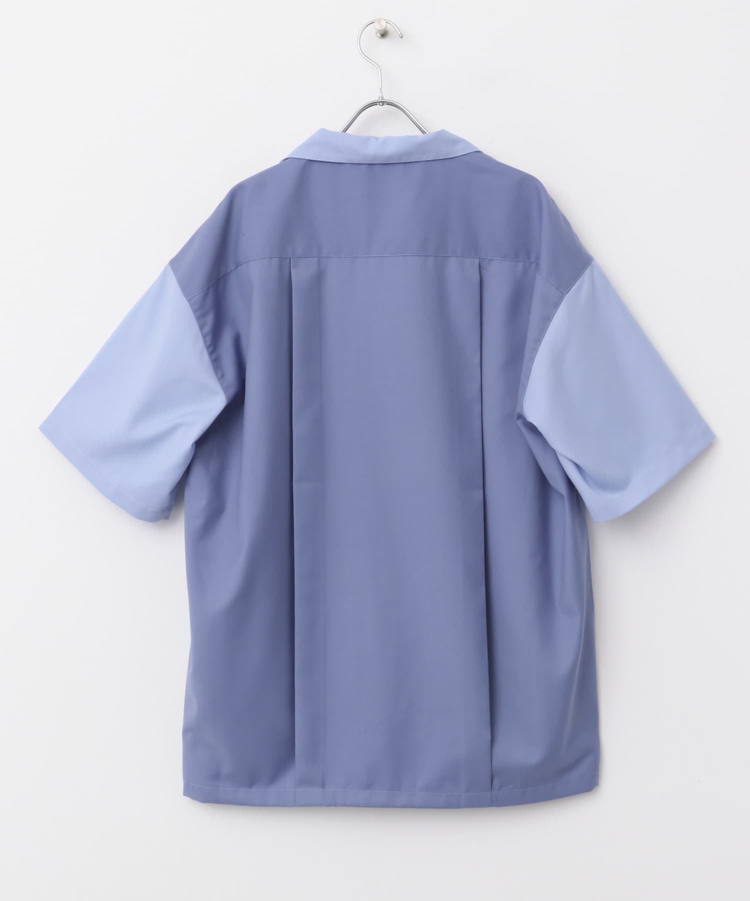 バイカラーオープンカラーショートスリーブシャツ L.BLUE M
