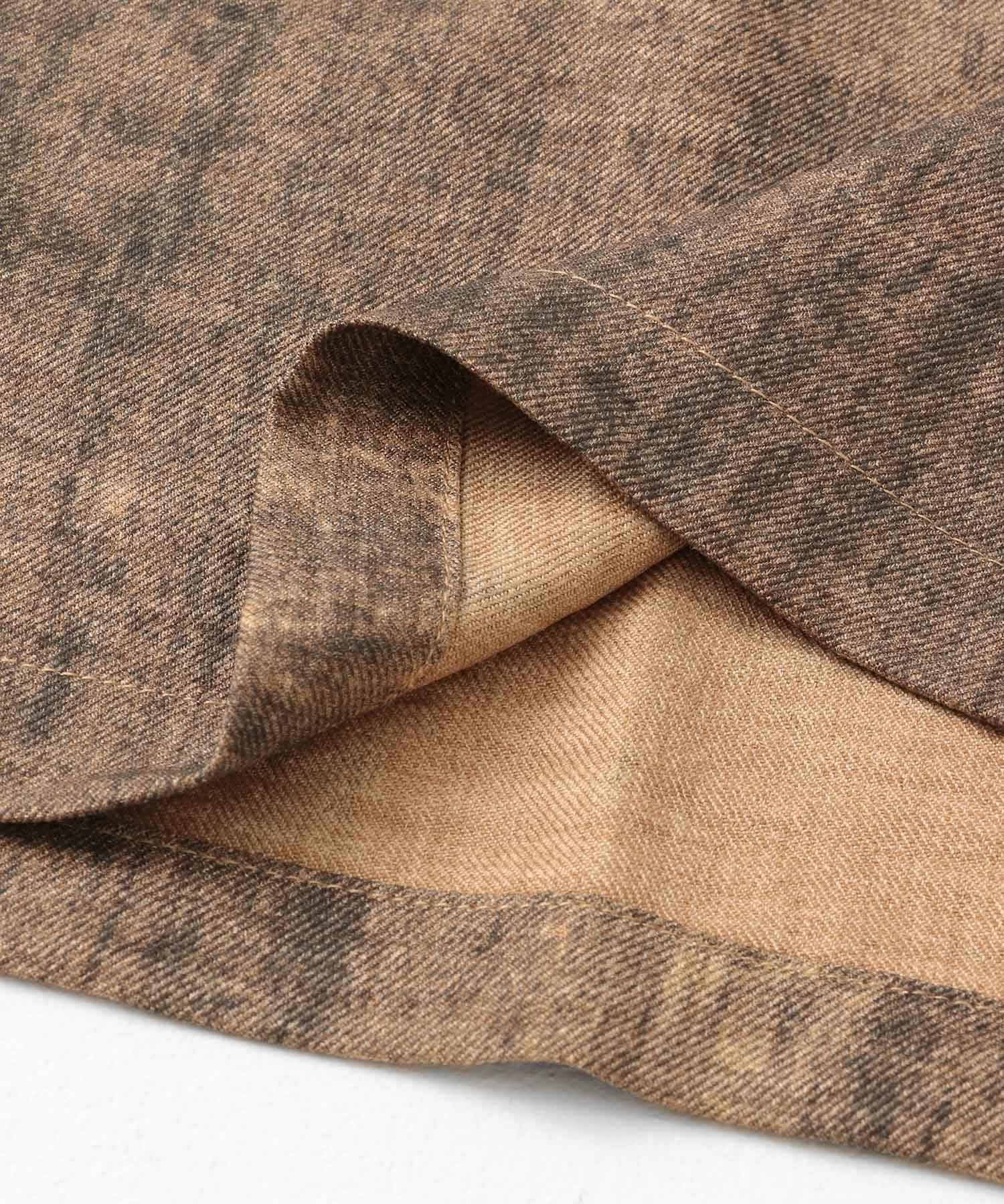 マーブルオープンカラーショートスリーブシャツ BROWN M