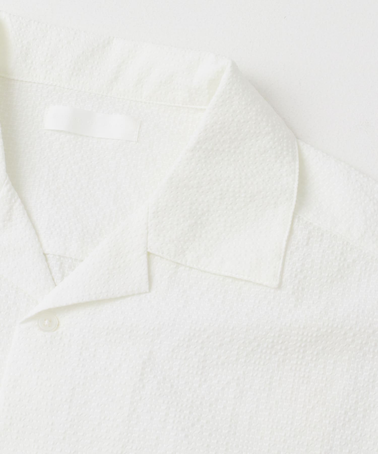 シアサッカーオープンカラーショートスリーブシャツ WHITE M