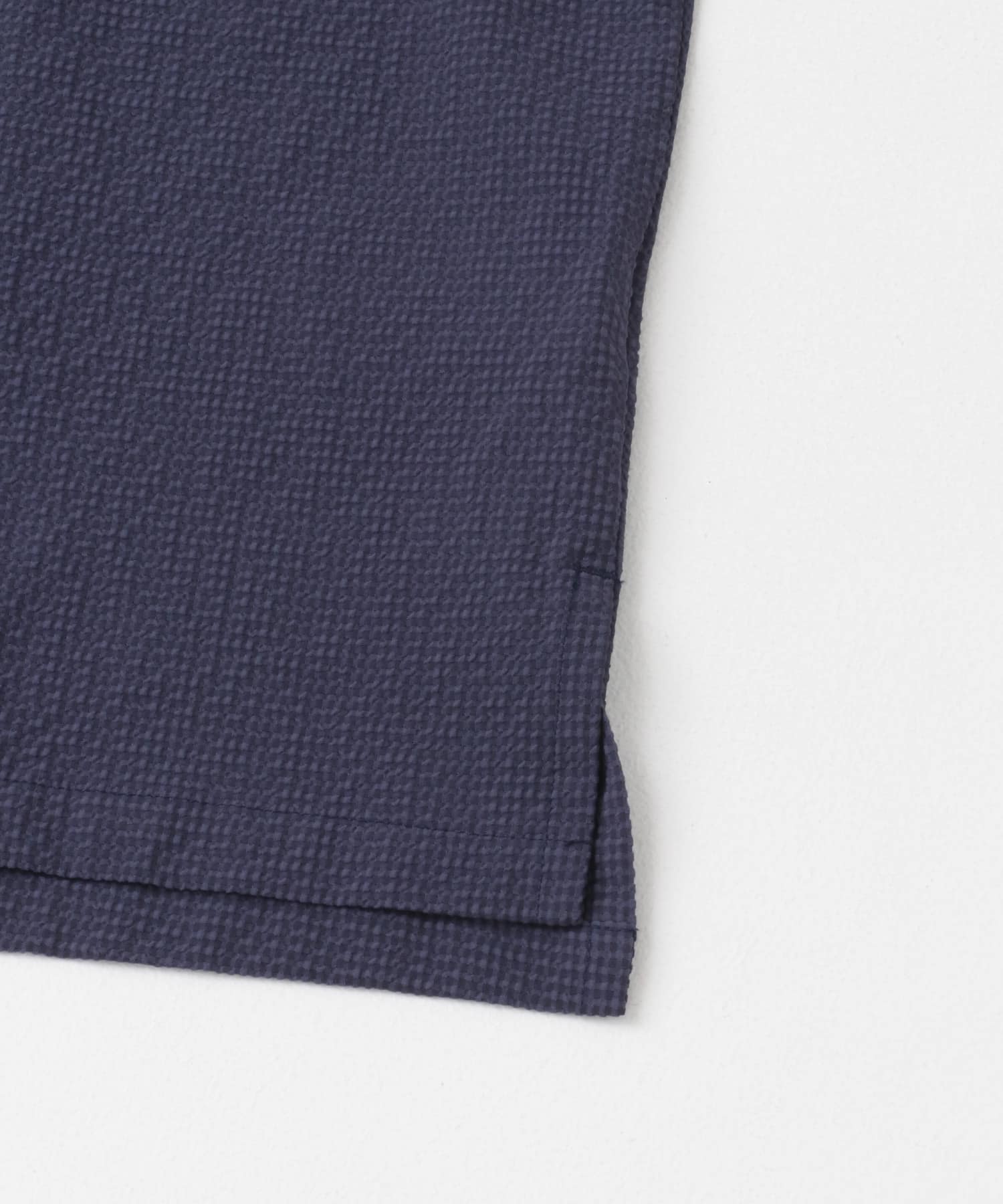 シアサッカーオープンカラーショートスリーブシャツ NAVY M