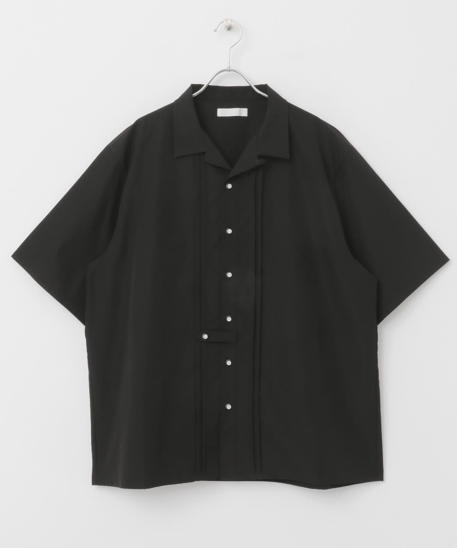 デザインオープンカラーショートスリーブシャツ BLACK M
