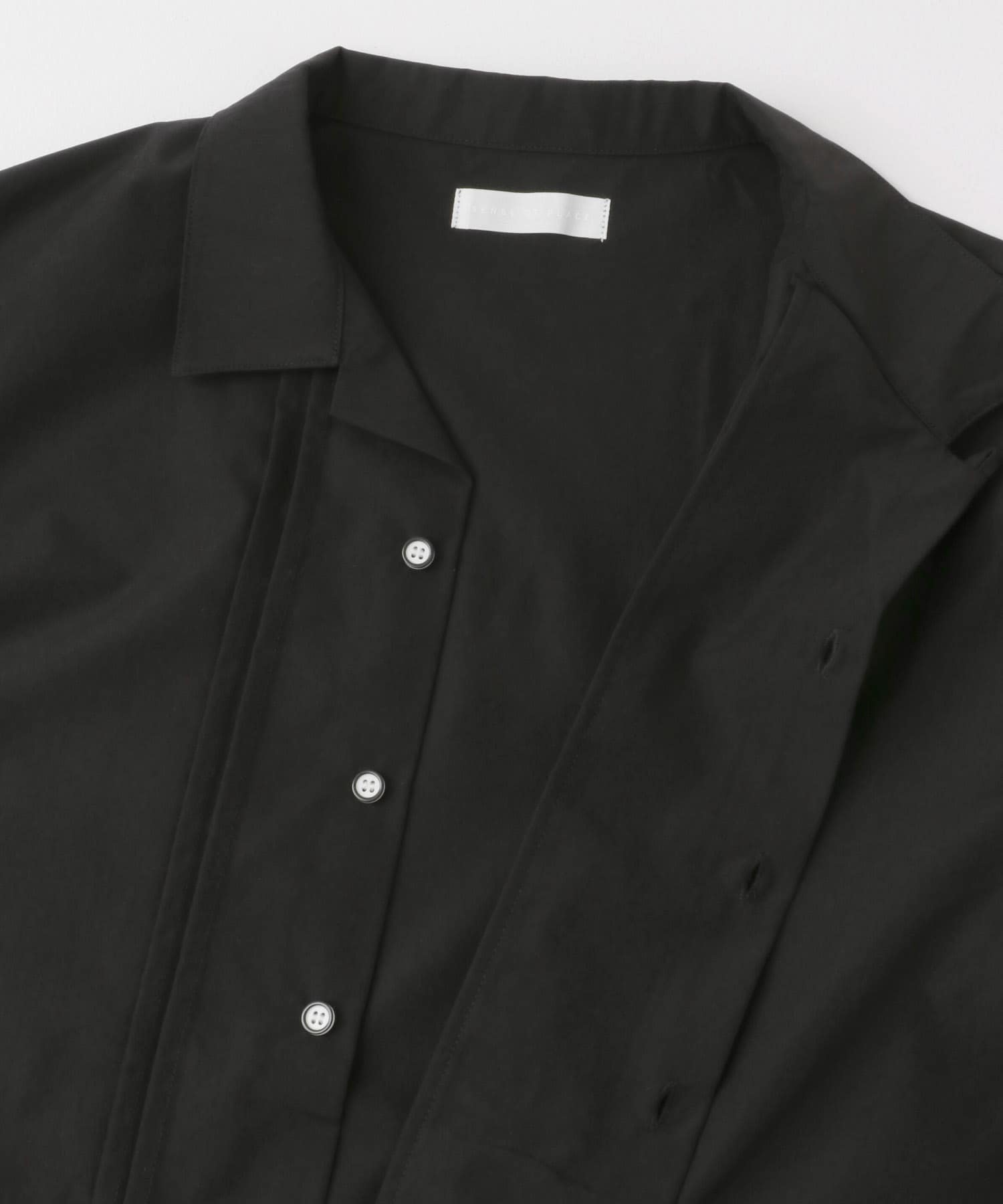 デザインオープンカラーショートスリーブシャツ BLACK M