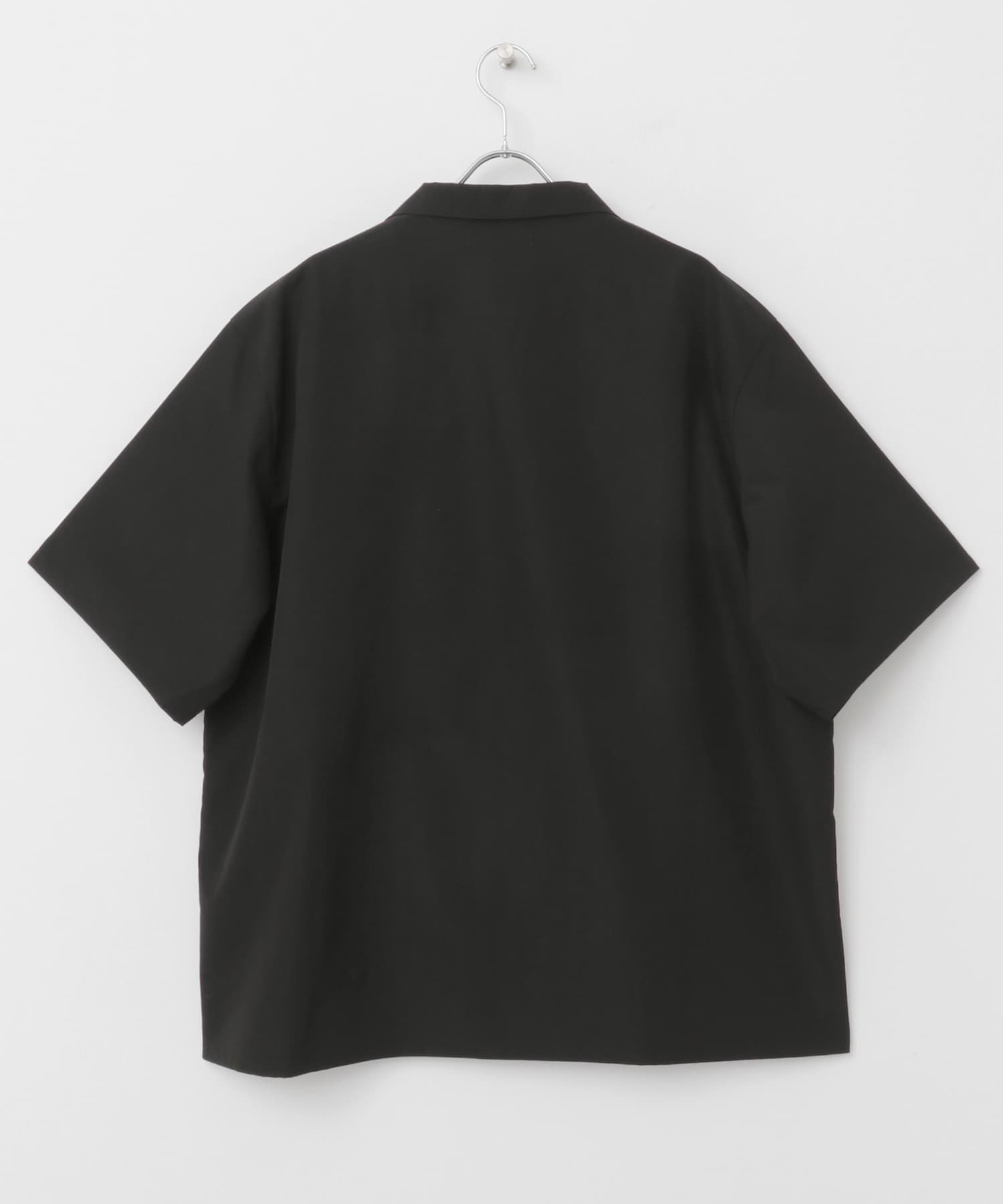 デザインオープンカラーショートスリーブシャツ BLACK M