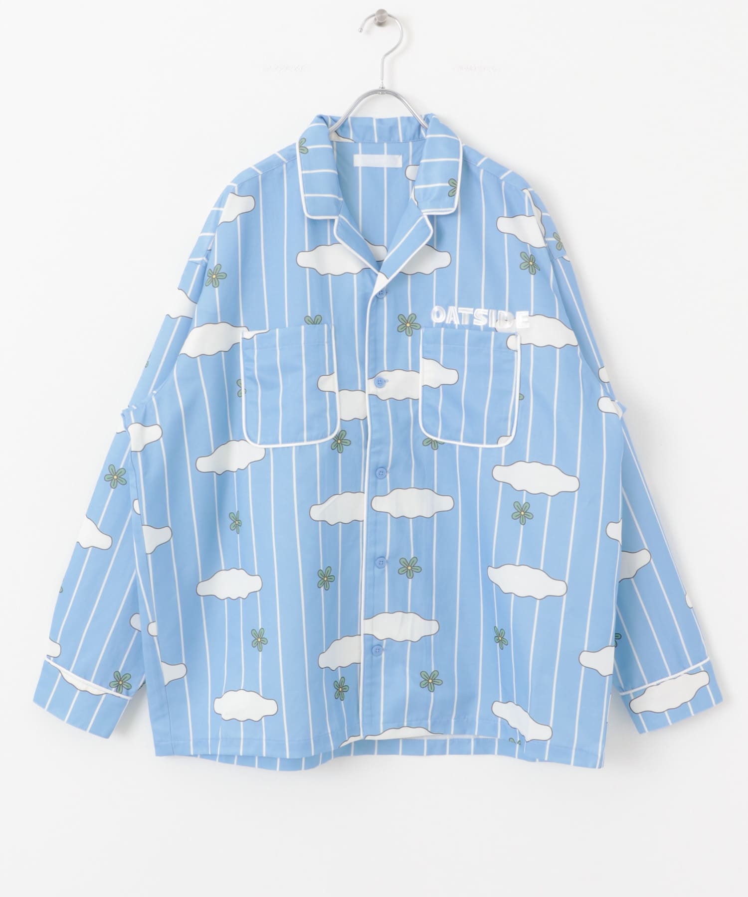 『別注』OATSIDE×SENSE OF PLACE　オープンカラーシャツ BLUE M