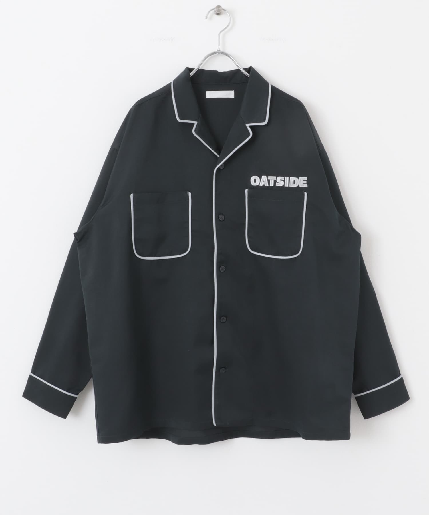 『別注』OATSIDE×SENSE OF PLACE　オープンカラーシャツ BLACK M
