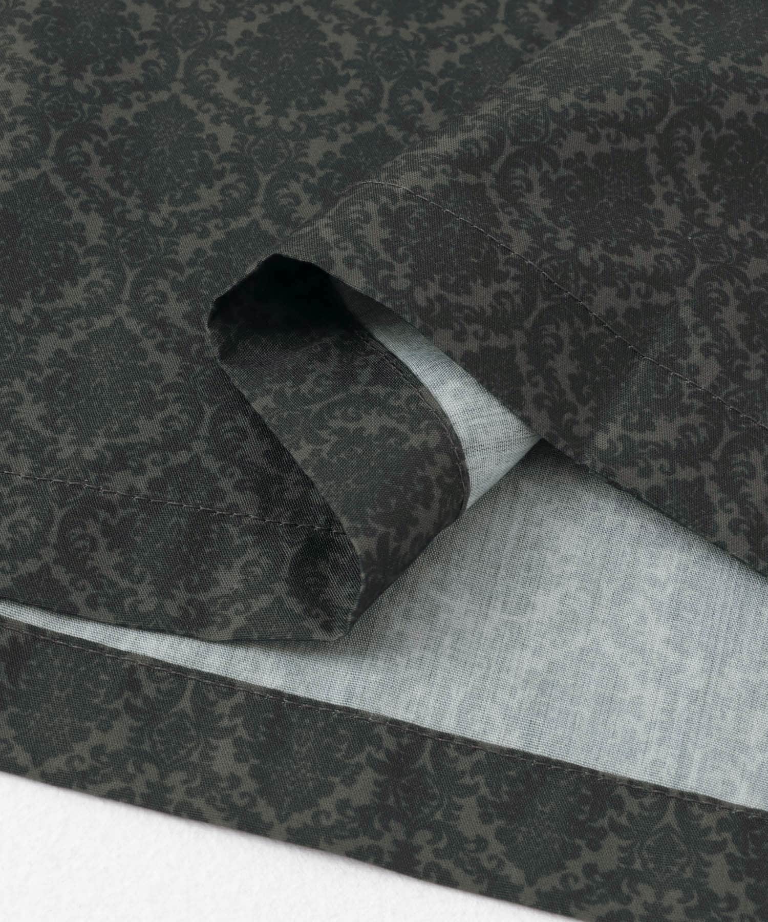 ダマスクオープンカラーショートスリーブシャツ BLACK M