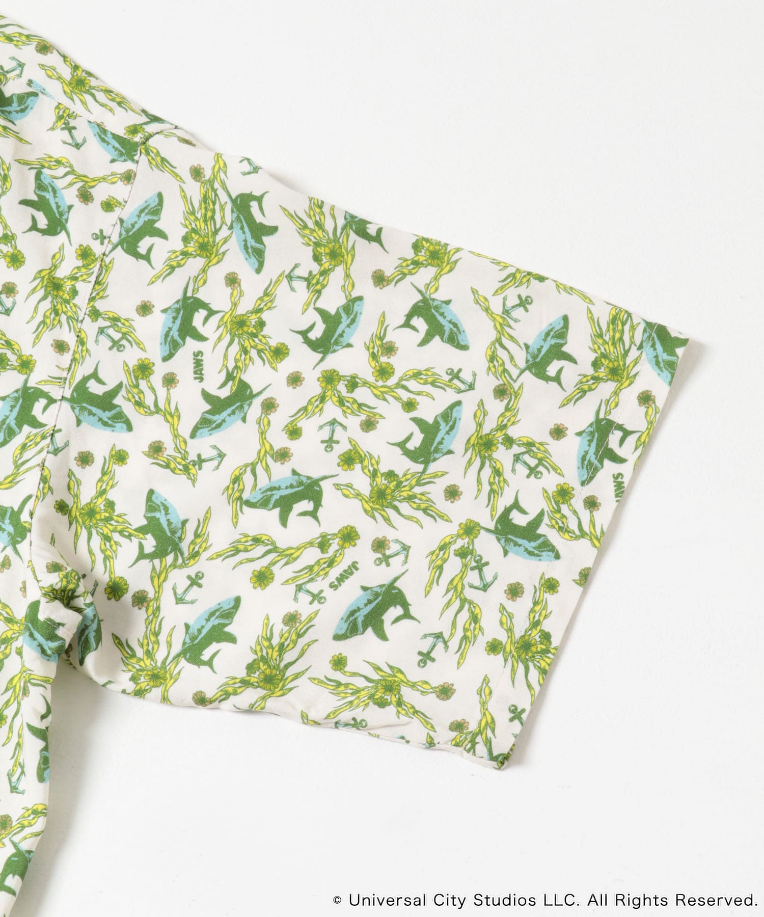 『別注』JAWS×SENSE OF PLACE　総柄オープンカラーシャツ IVORY M