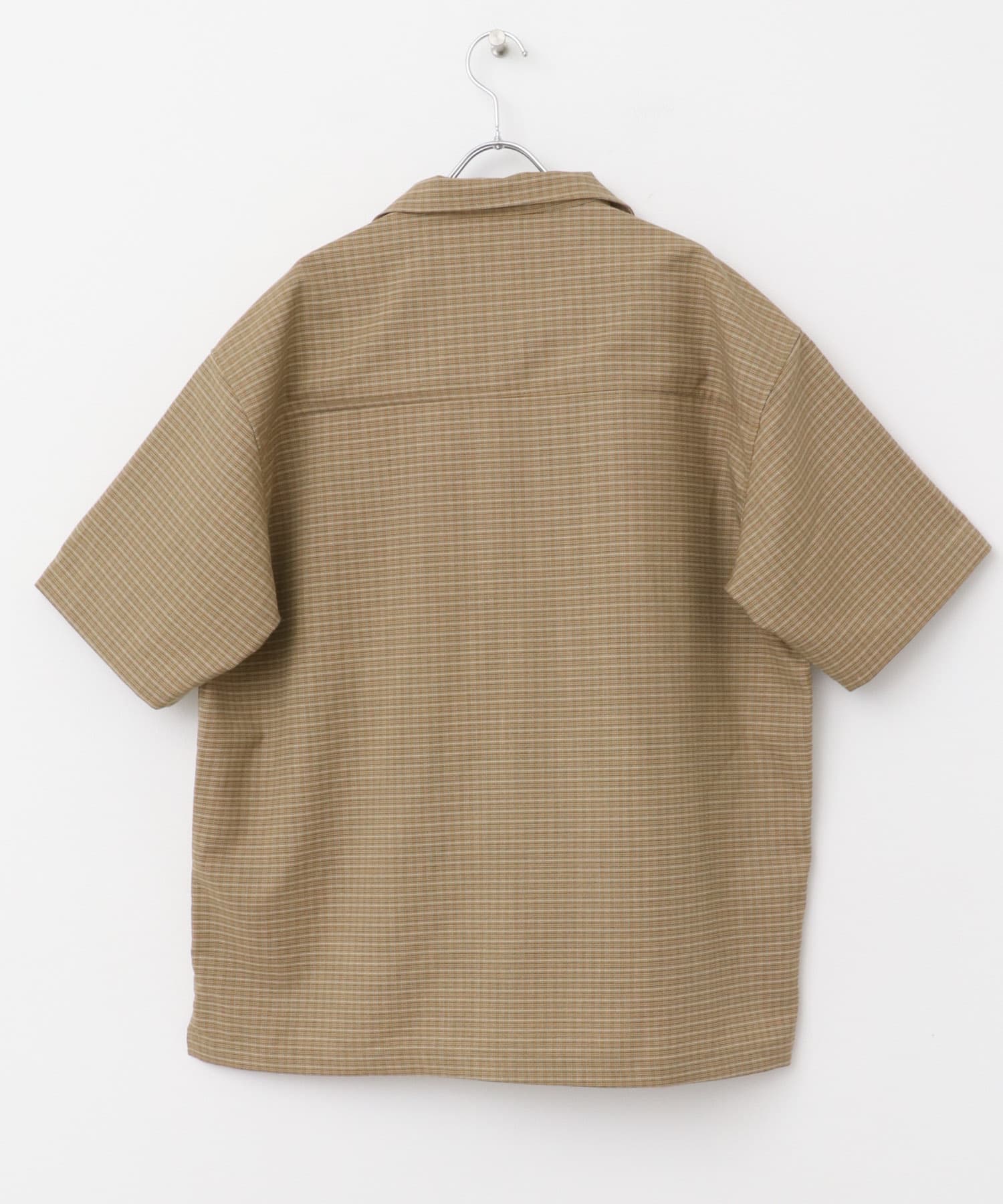 グレンチェックオープンカラーショートスリーブシャツ(M BLACK