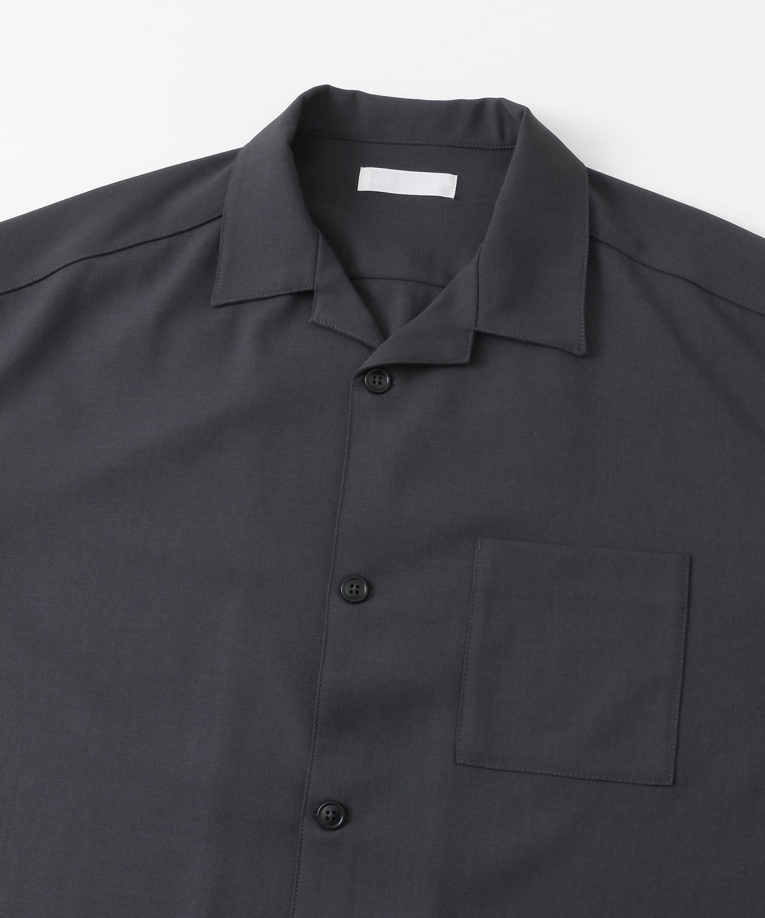 『ユニセックス』オープンカラールーズショートスリーブシャツ CHARCOAL S