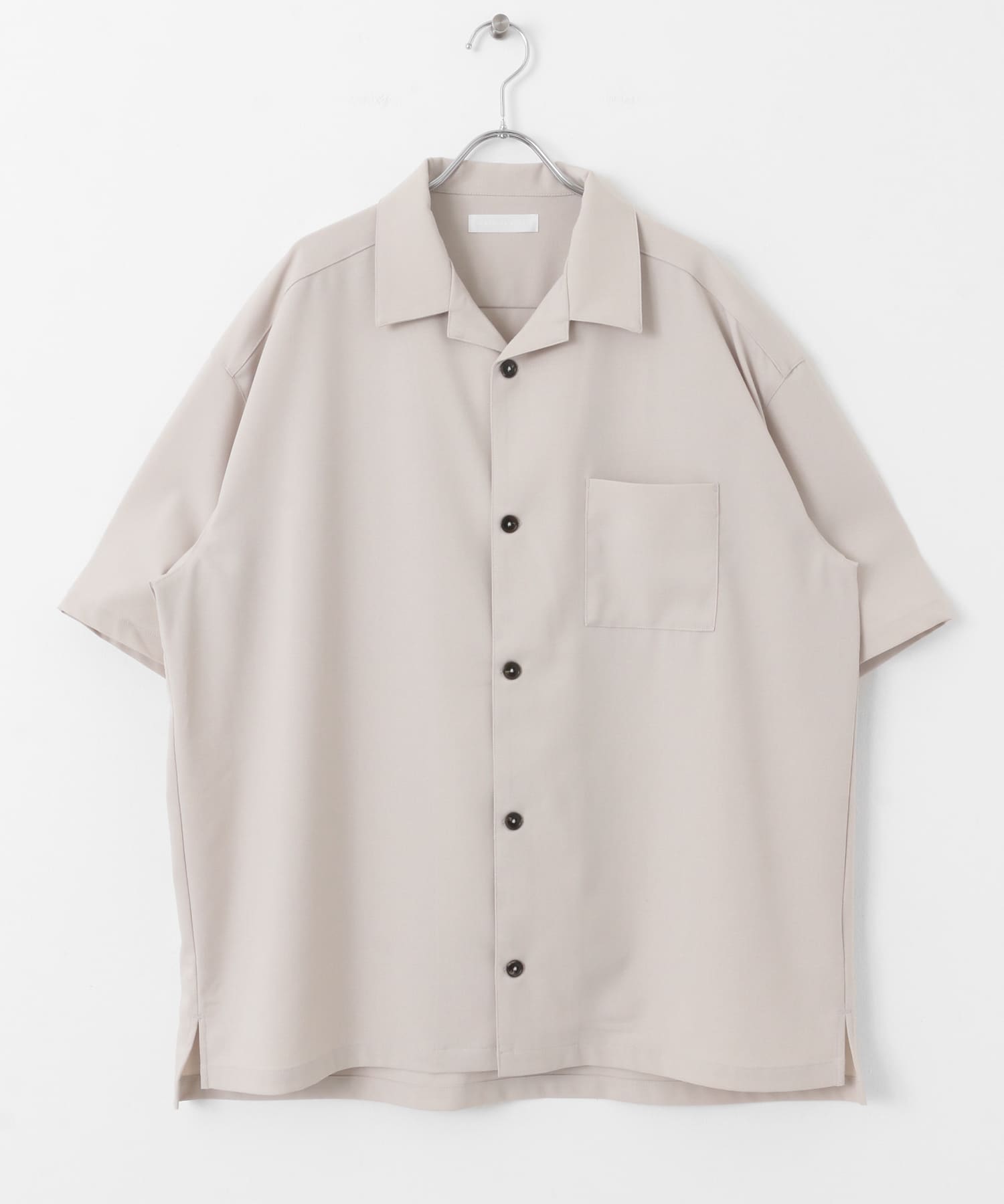 『ユニセックス』オープンカラールーズショートスリーブシャツ GREIGE S