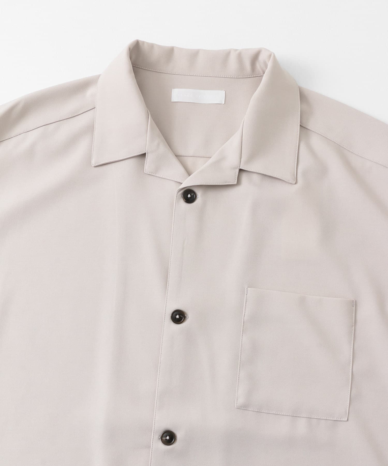 『ユニセックス』オープンカラールーズショートスリーブシャツ GREIGE S