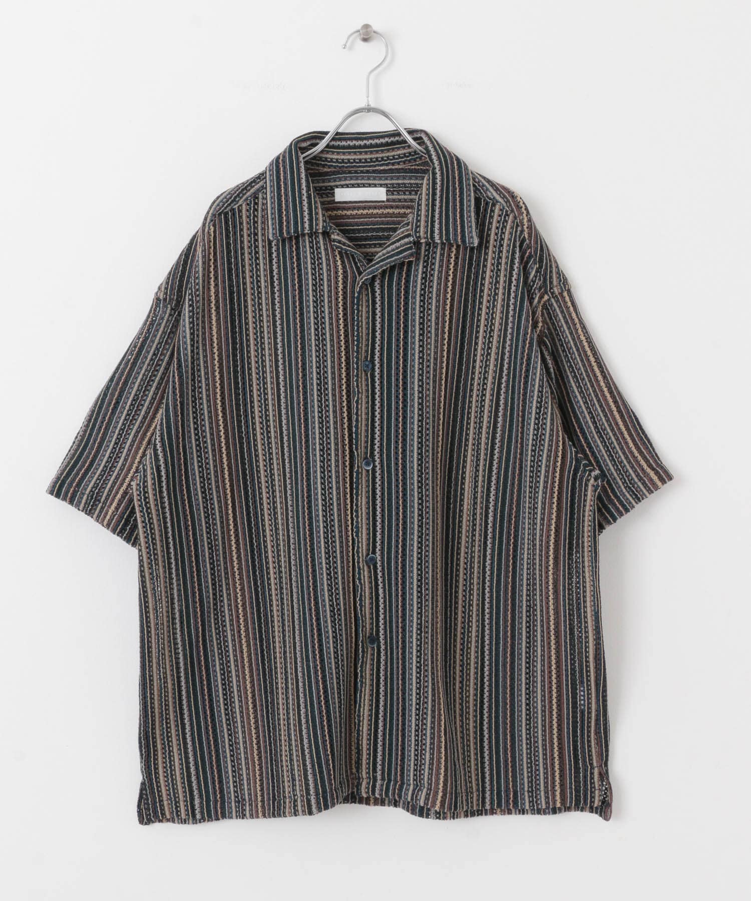 ユニセックス』アソートレースオープンカラーショートスリーブシャツ(S