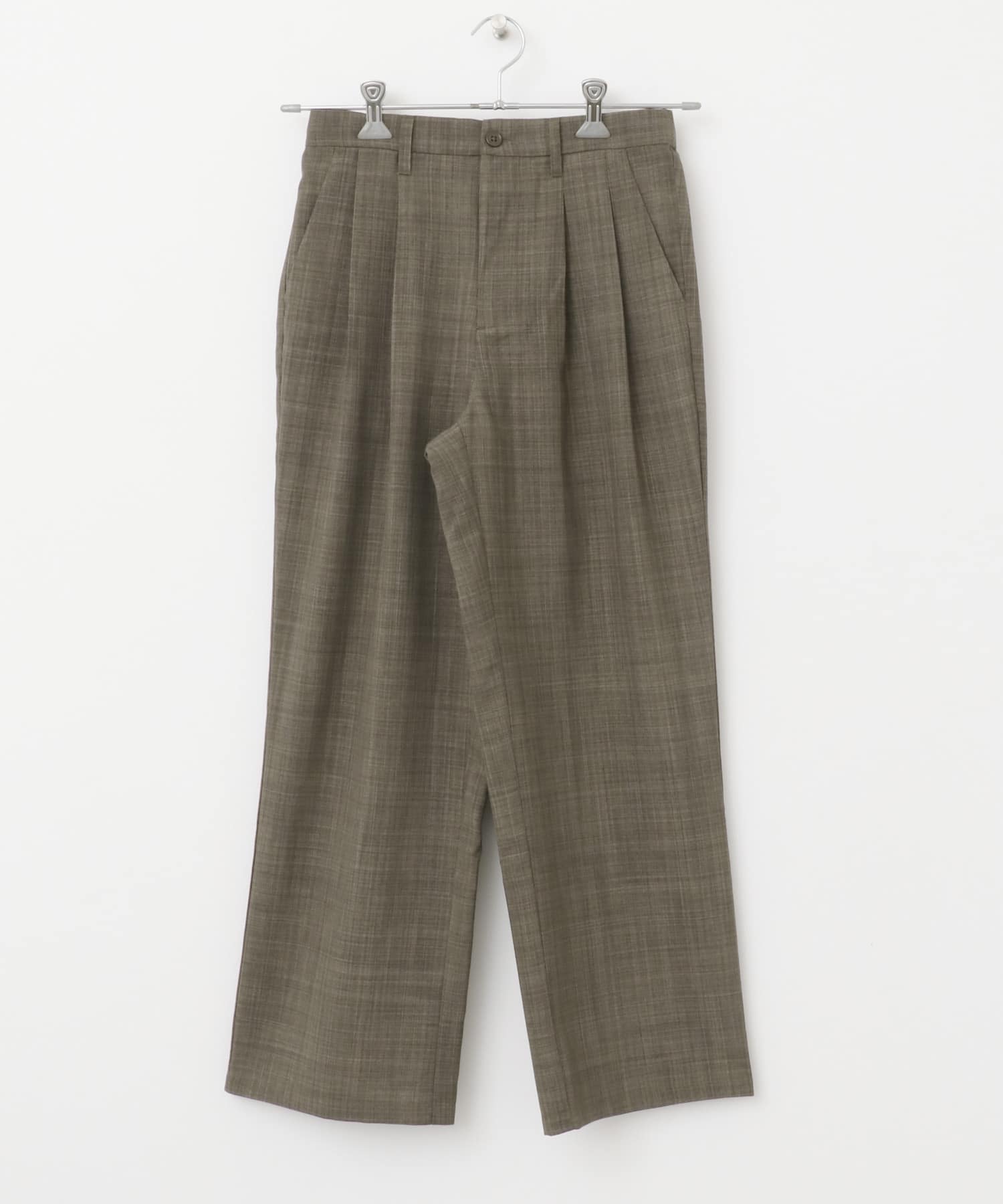 『セットアップ対応』『接触冷感/吸水速乾/イージーケア』リネンライクワイドスラックス BROWN S