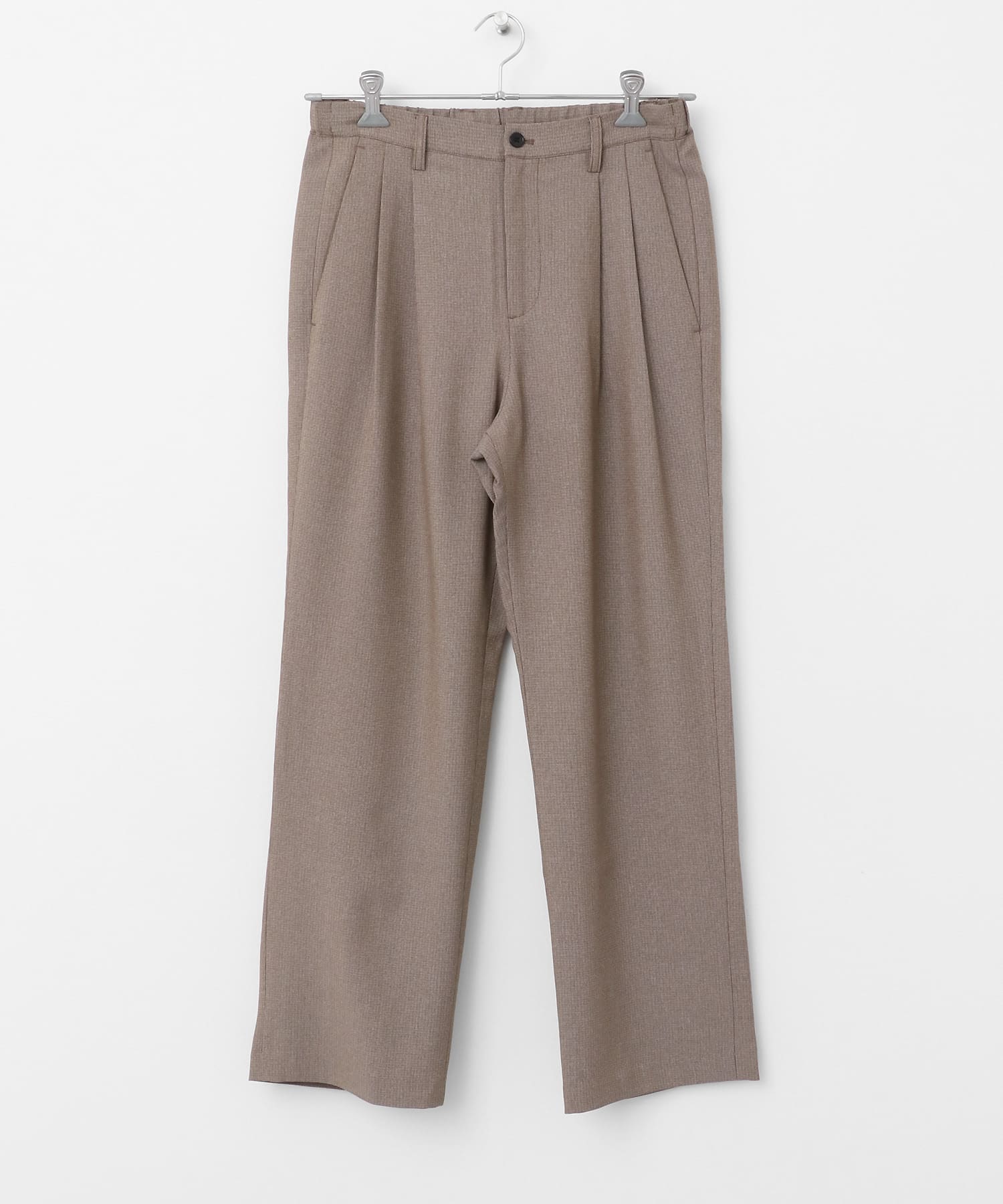 マイクロチェック2タックワイドスラックス L.BROWN M